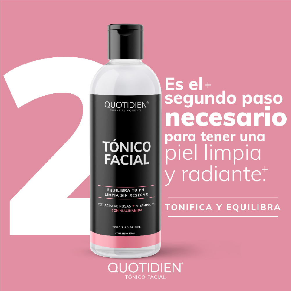 Foto 3 pulgar | Tónico Facial Quotidien con Agua de Rosas, Niacinamida y Colágeno Skin Care Facial 350ml