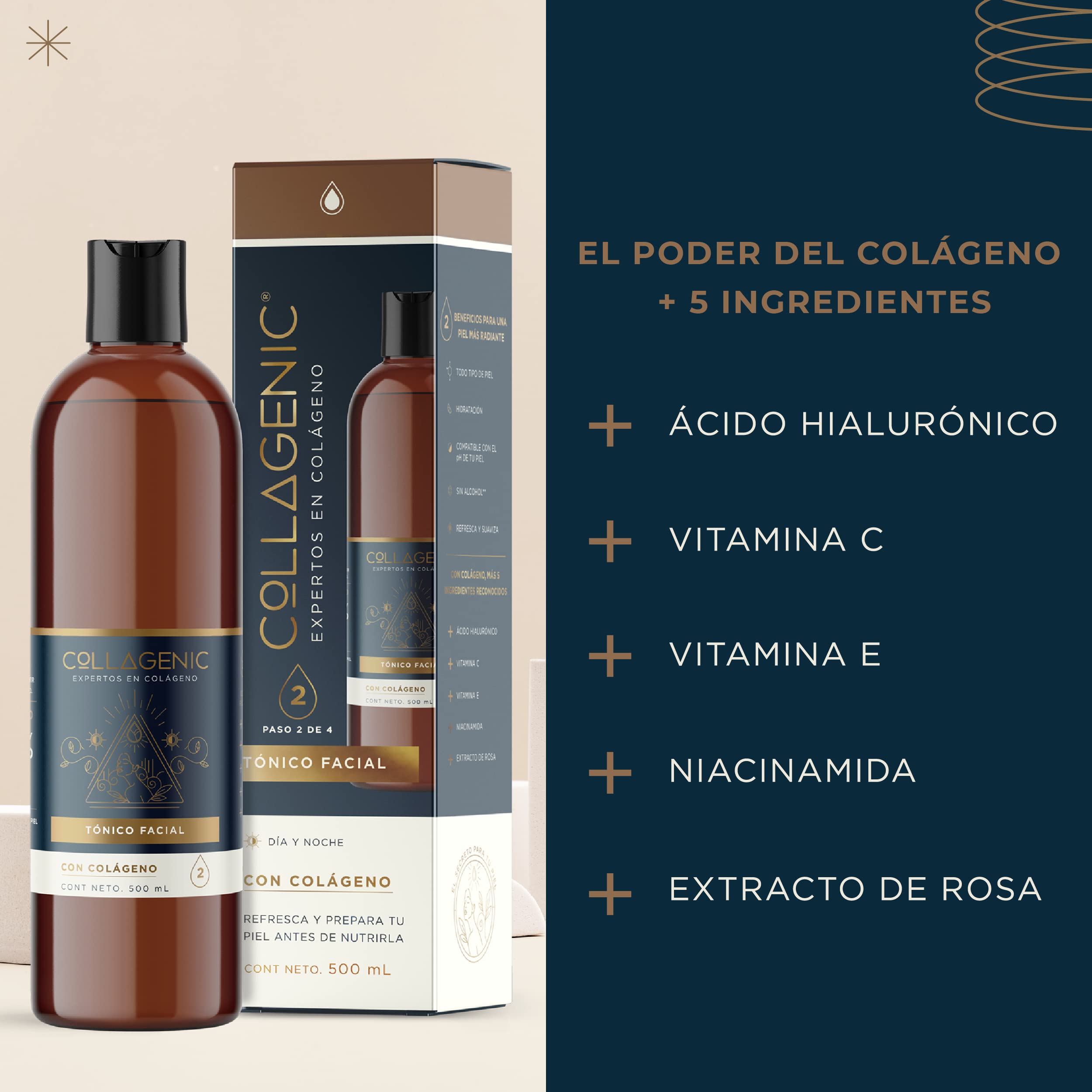 Foto 4 pulgar | Tónico Facial 500 ml Collagenic para Rostro y Cuello