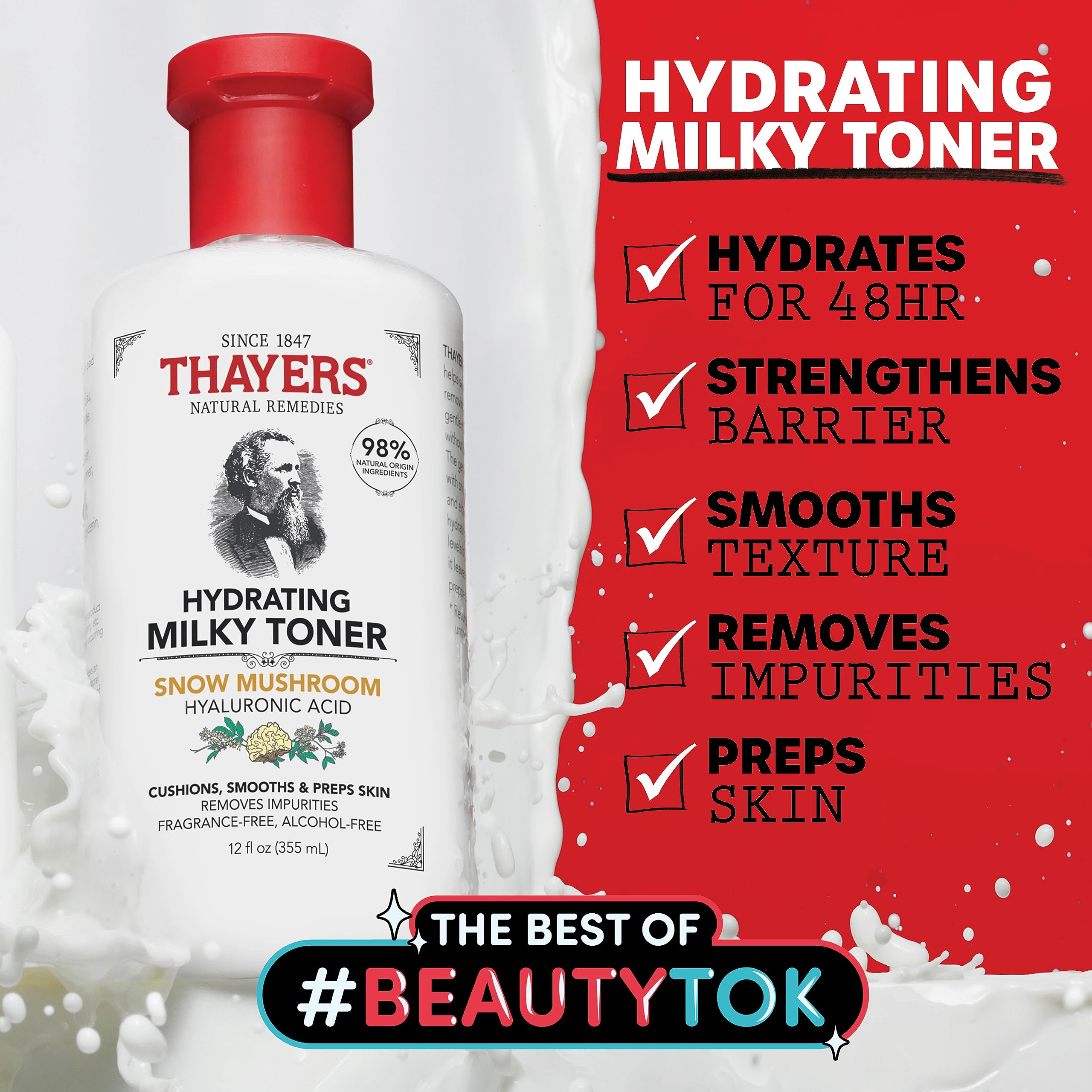 Foto 3 pulgar | Tónico Facial Thayers Milky Con Hongos De Nieve Y Ácido Hialurónico - Venta Internacional.