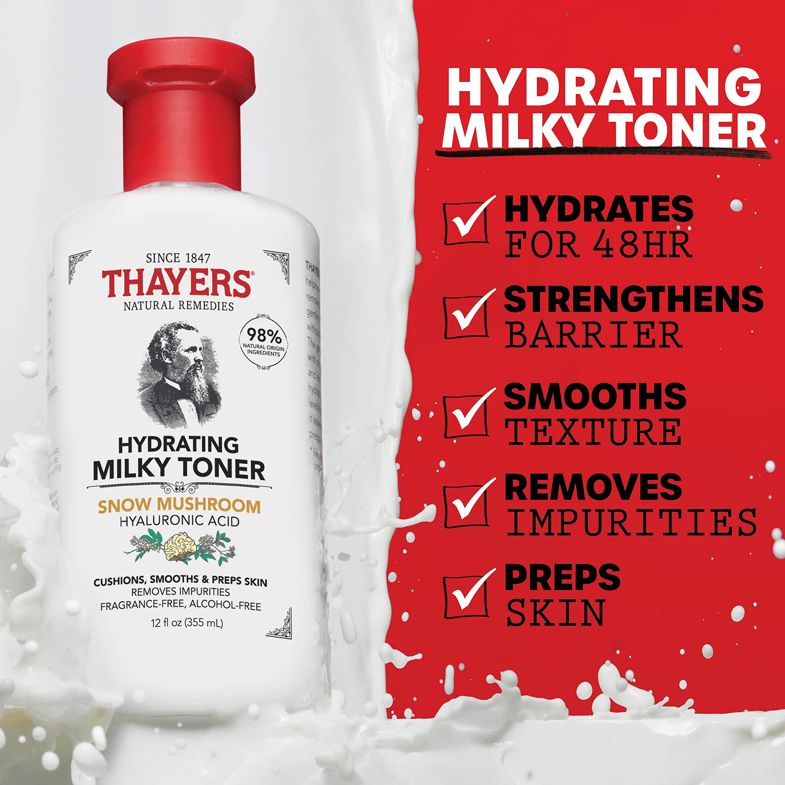 Foto 3 pulgar | Tónico Facial Thayers Milky Con Hongos De Nieve Y Ácido Hialurónico - Venta Internacional.