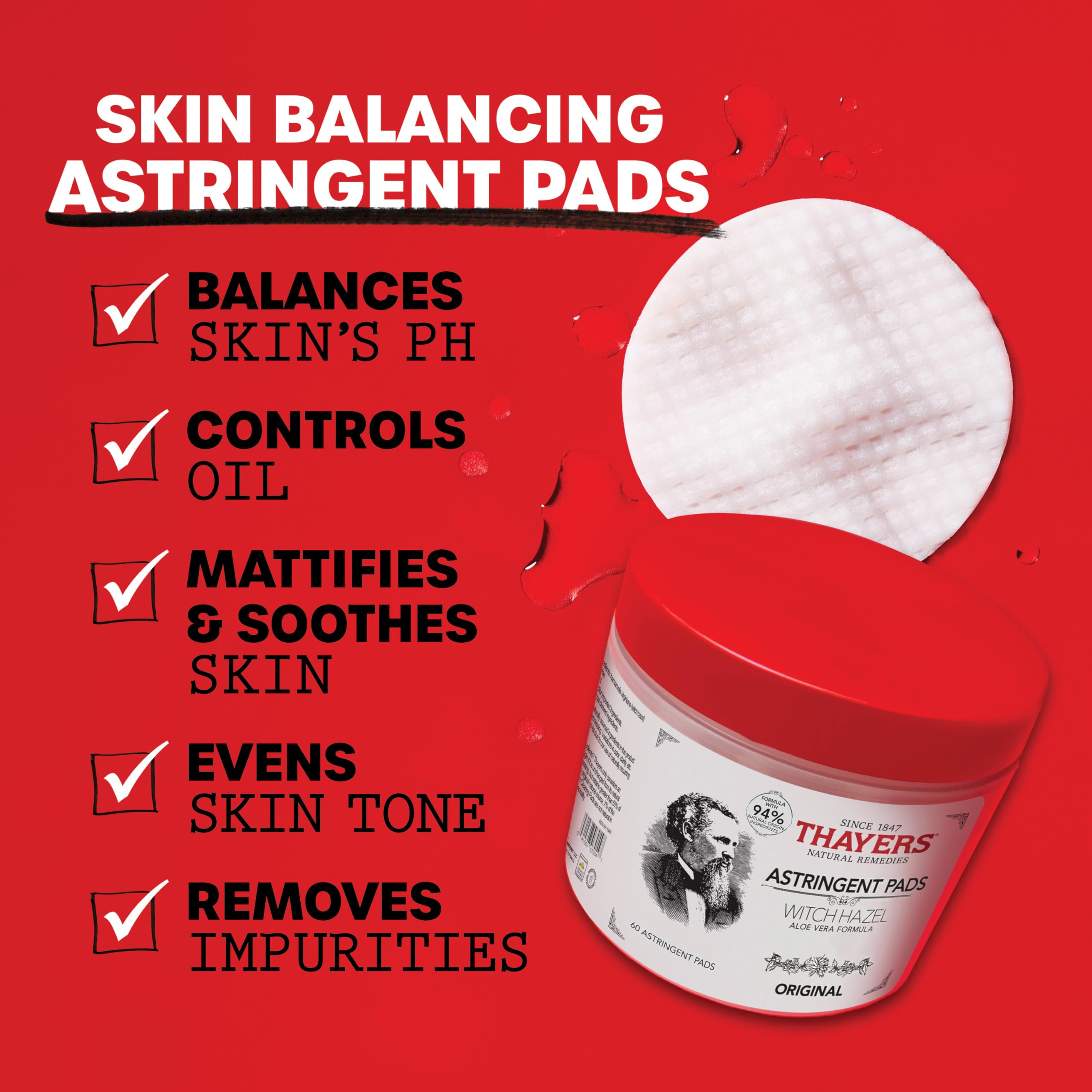 Foto 3 pulgar | Almohadillas Astringentes Thayers Original Witch Hazel Con Aloe, 60 Unidades - Venta Internacional.