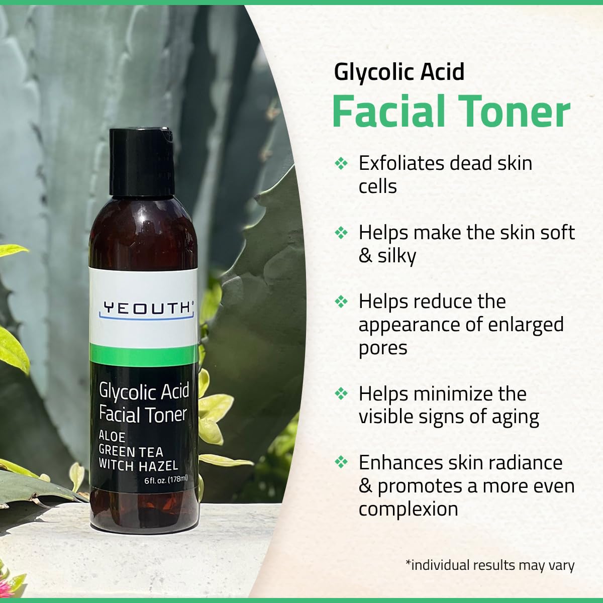 Foto 3 pulgar | Tónico Yeouth Ácido Glicólico 8% Con Hamamelis 180 Ml Para Rostro - Venta Internacional.