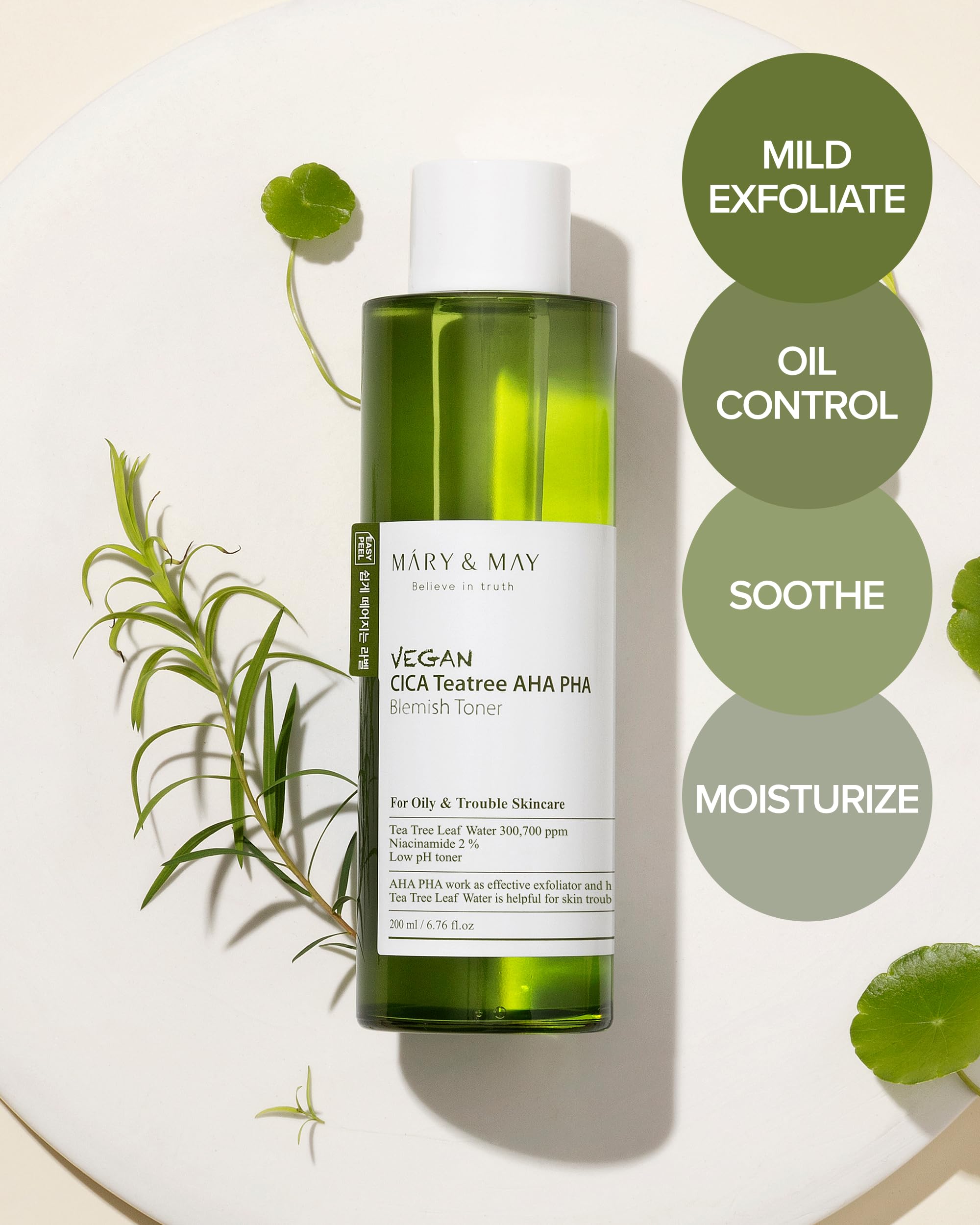 Foto 7 pulgar | Tónico Mary & May Vegan Cica Tea Tree Aha Pha Para Imperfecciones, 200 Ml - Venta Internacional.
