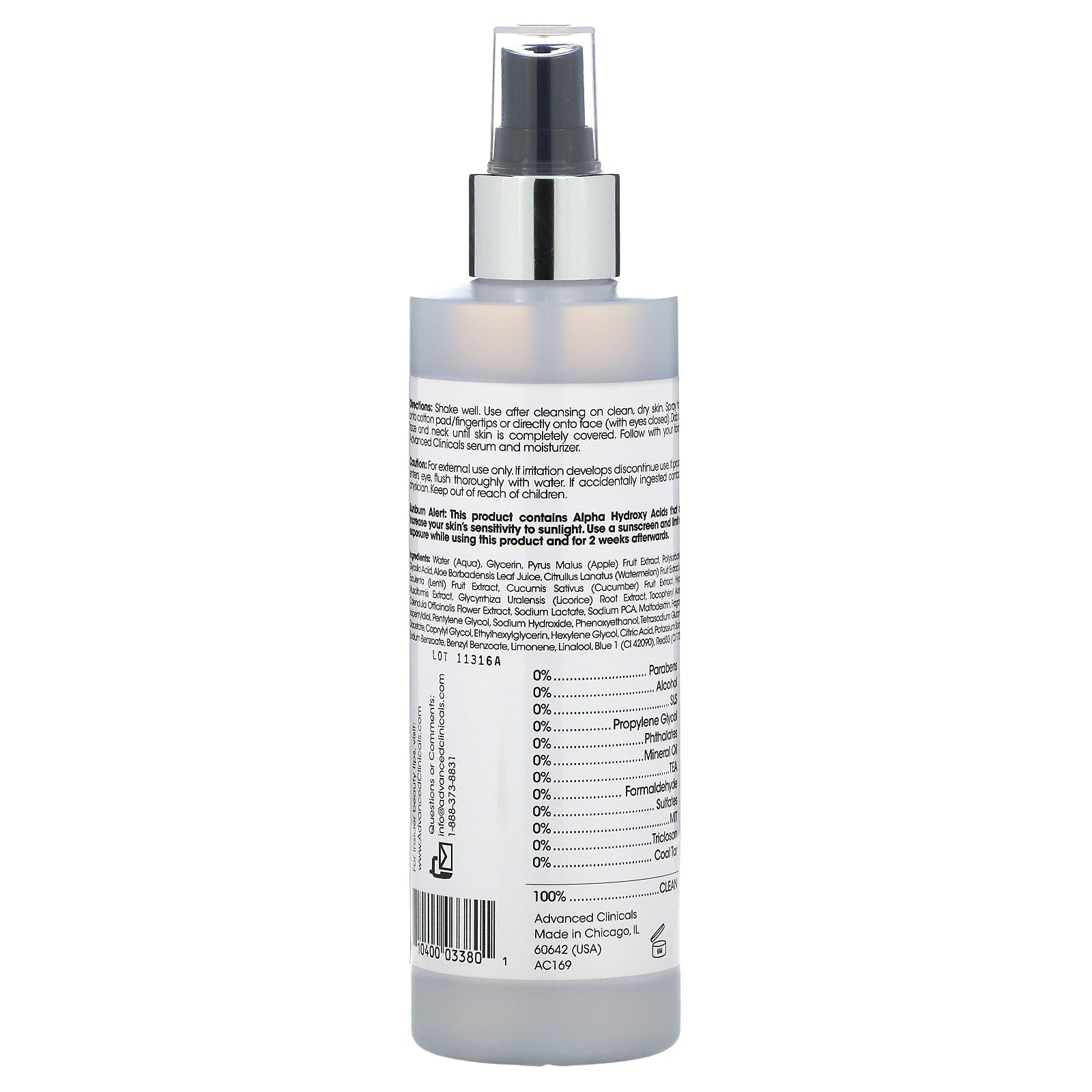 Foto 2 | Tónico De Ácido Glicólico De Advanced Clinicals Renew & Glow, 237 Ml - Venta Internacional.