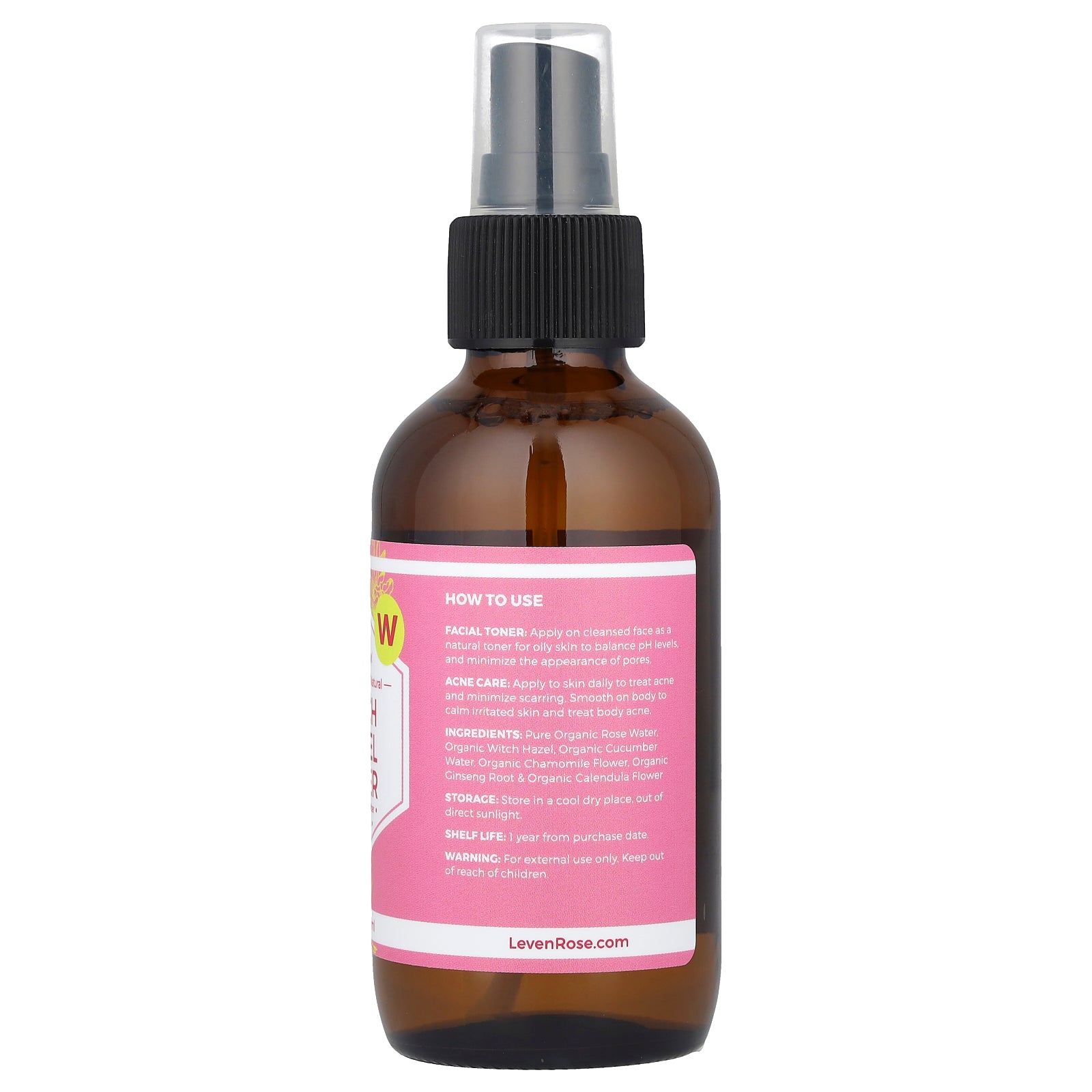 Foto 2 | Tónico Leven Rose Witch Hazel 100% Orgánico Y Natural  118 Ml - Venta Internacional.