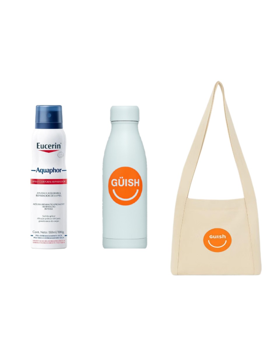 Foto 2 pulgar | Kit Eucerin Aquaphor Spray + Tote Güish + Gratis Termo Güish Blanco