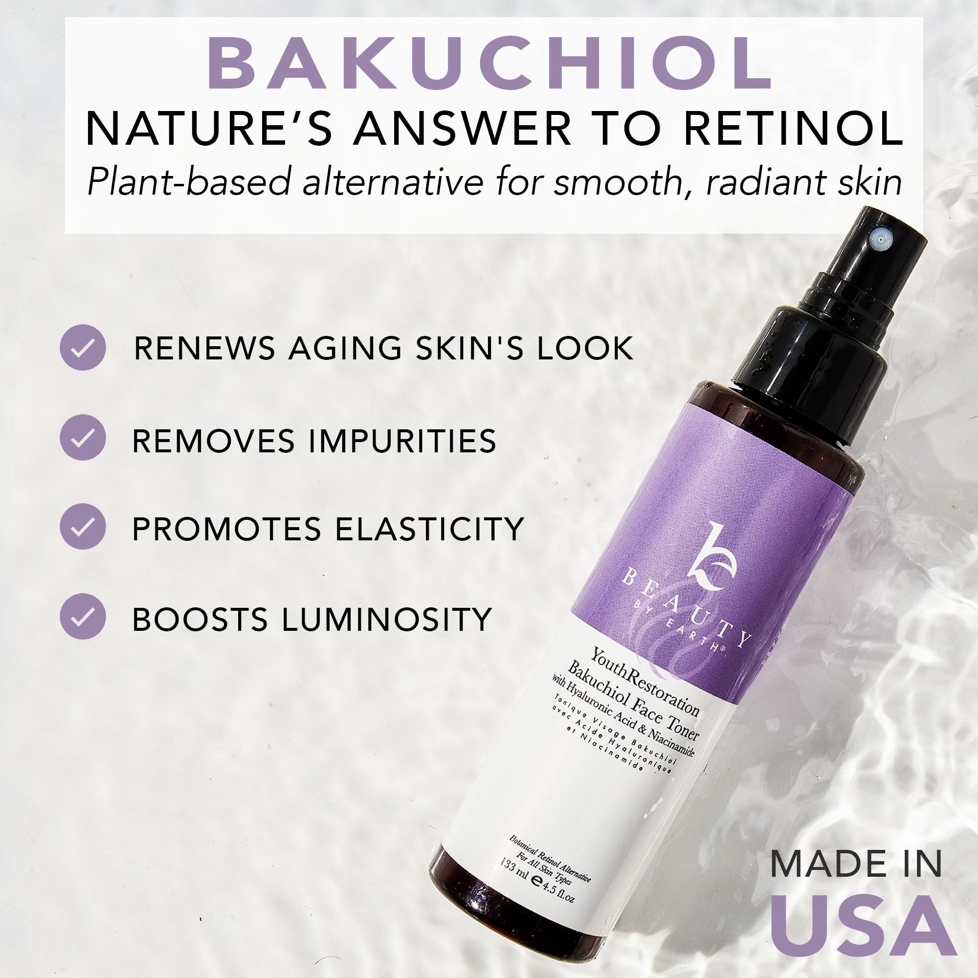 Foto 4 pulgar | Tónico Facial Beauty by Earth Bakuchiol para Piel Grasa 120 ml - Venta Internacional