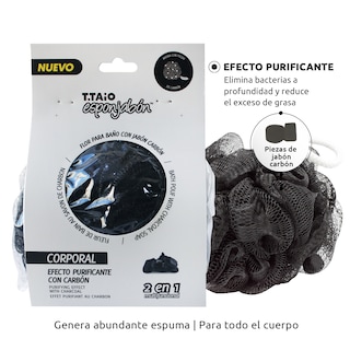 Foto 2 | Esponjabón Carbón Activado T.Taio Sixpack Flor de Baño Purificante con Trocitos de Jabón