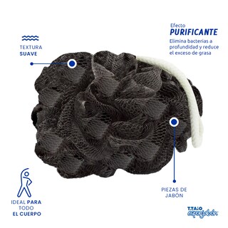 Foto 3 | Esponjabón Carbón Activado T.Taio Sixpack Flor de Baño Purificante con Trocitos de Jabón