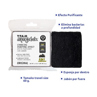 Foto 2 | Sixpack Esponjabón T.taio Mini Carbón Activado Purificante 2 n 1