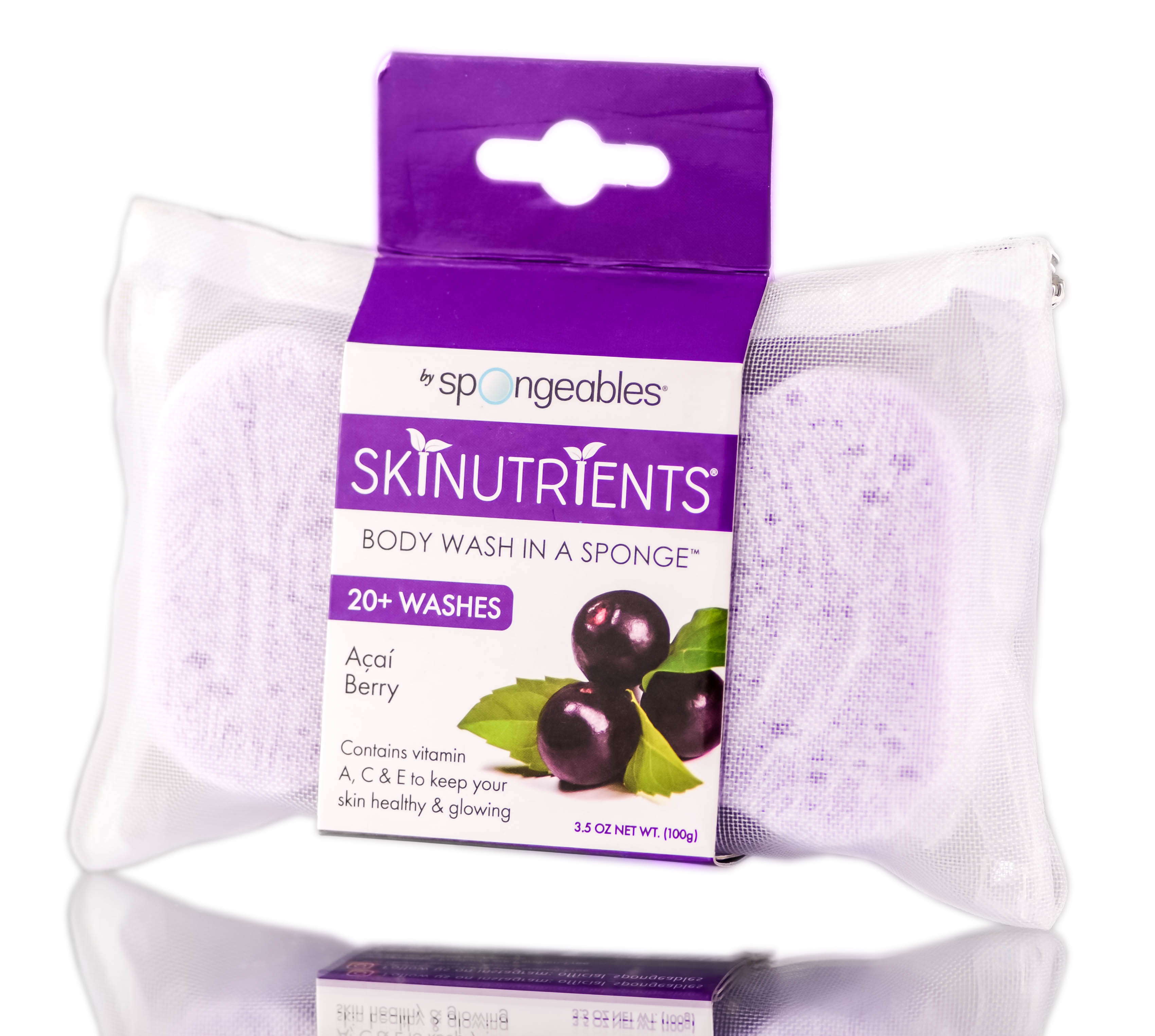 Esponja De Gel De Baño Spongeables Skin Nutrients Acai Berry - Venta Internacional.