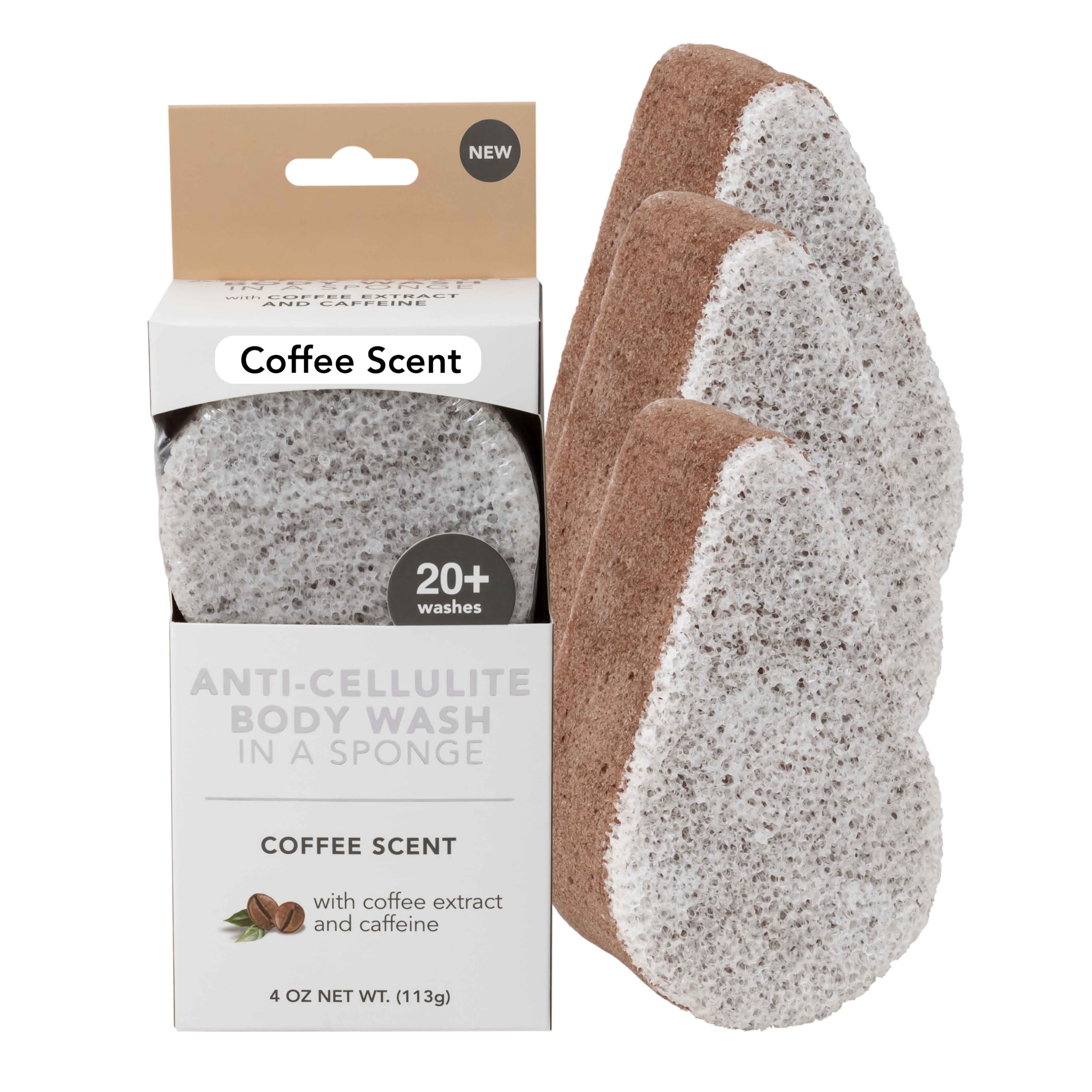 Foto 2 pulgar | Esponja De Gel Corporal, Esponjosas, Anticelulíticas, Café, 3 Unidades - Venta Internacional.