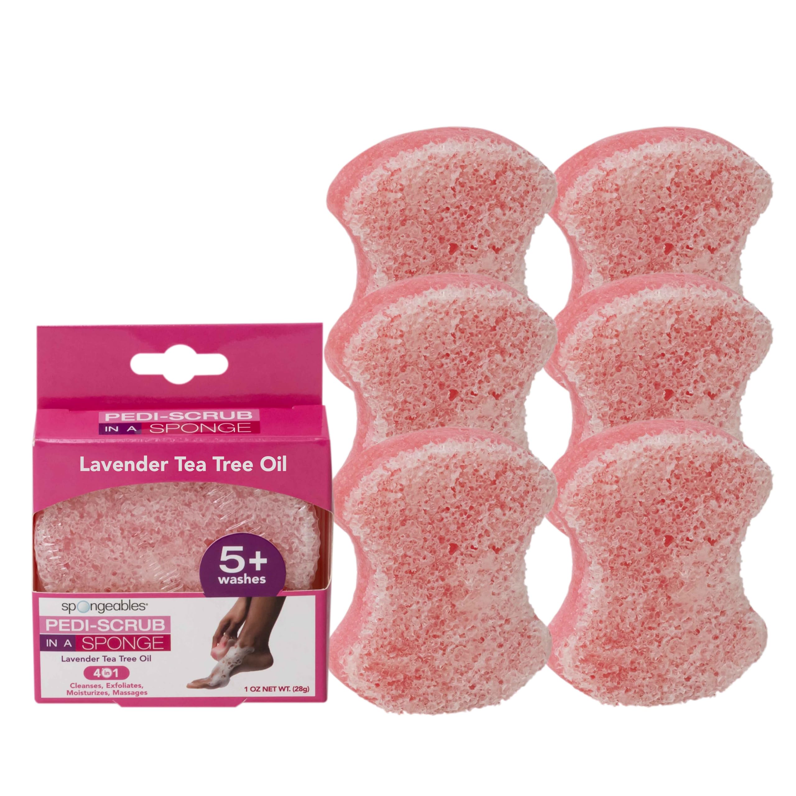Esponja Exfoliante Para Pies Spongables Pedi Scrub, Lavanda, 6 Unidades - Venta Internacional.
