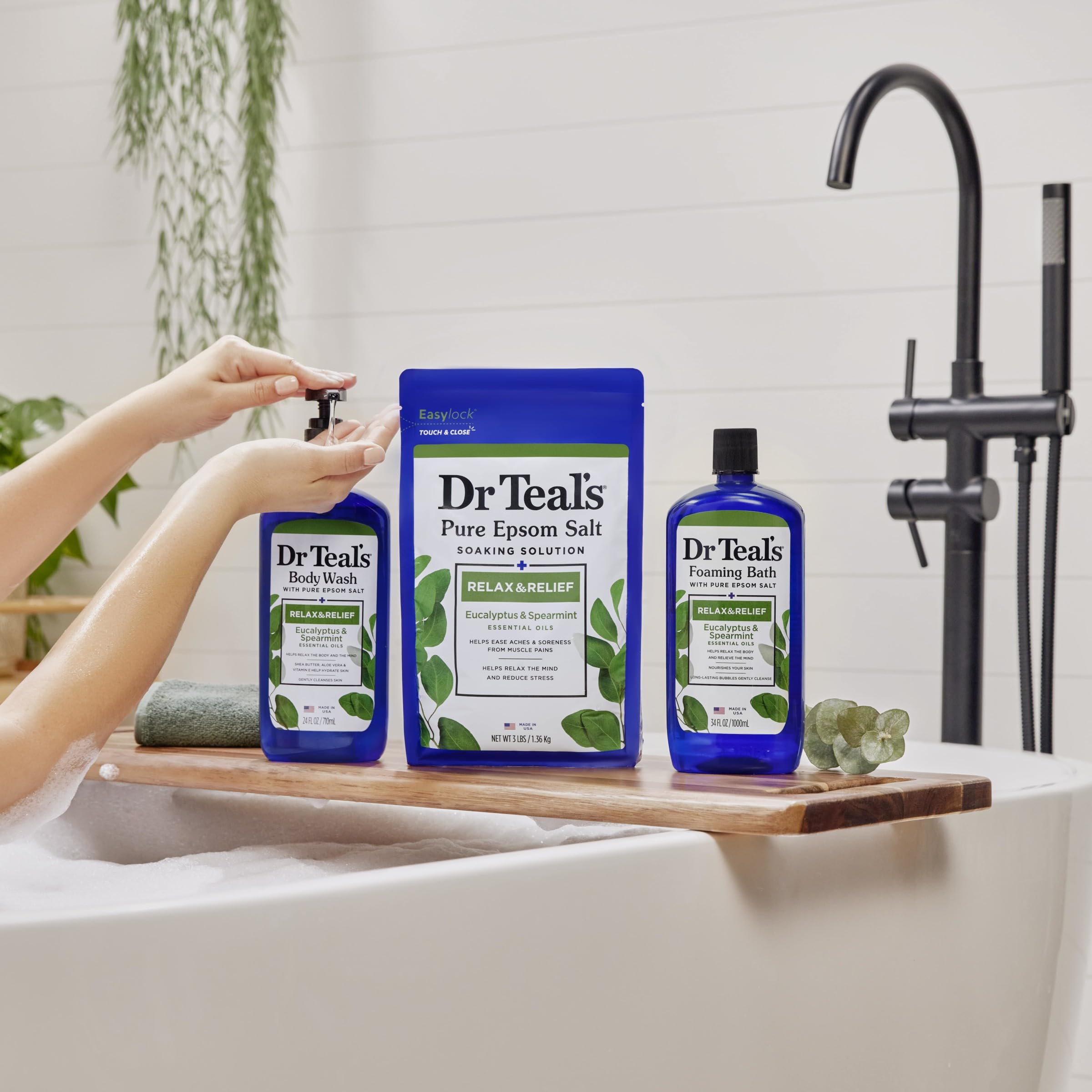 Foto 7 | Baño Espumoso Dr. Teal's Relax & Relief Eucalipto, 1 Litro (paquete De 2) - Venta Internacional.