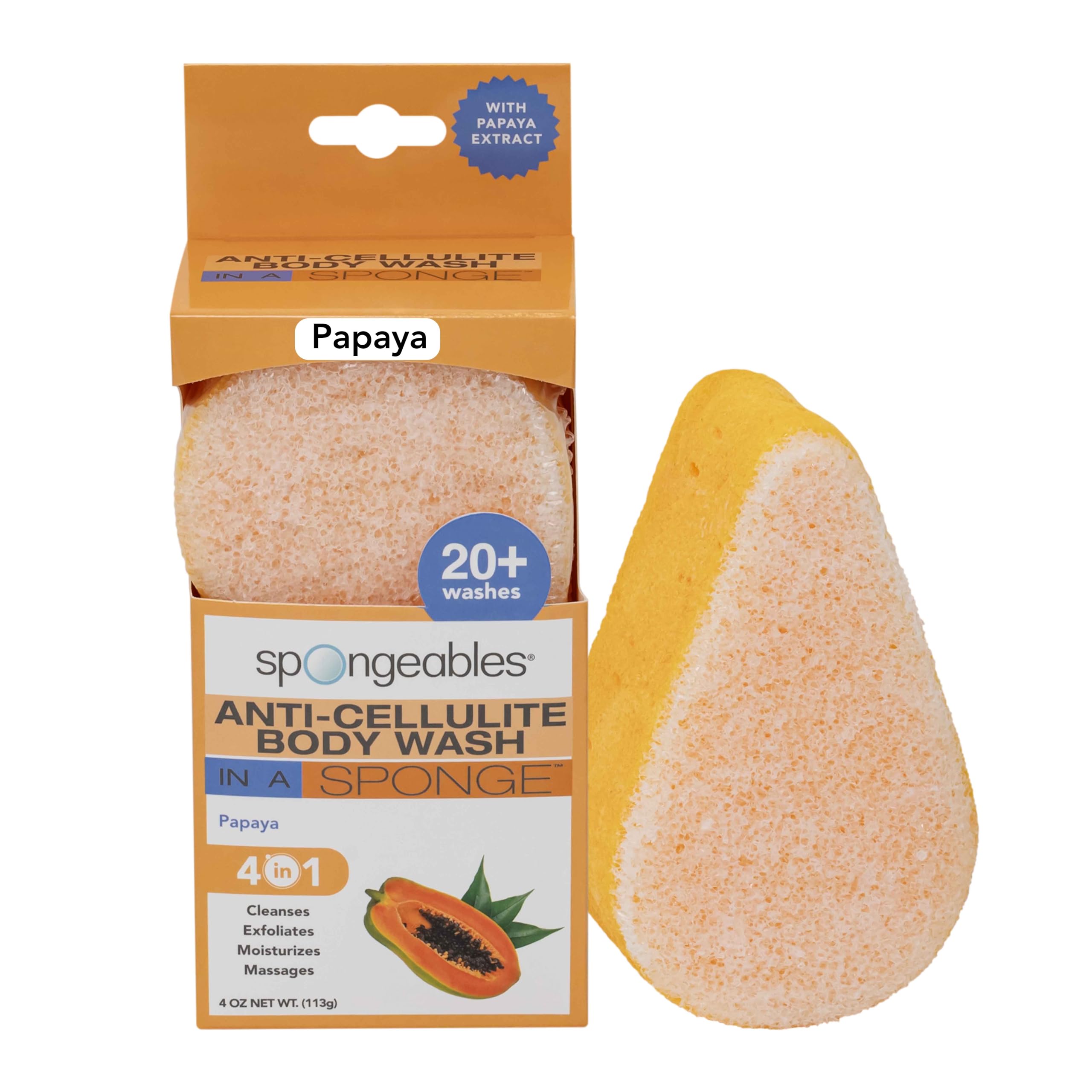 Foto 2 pulgar | Esponja De Gel Corporal, Esponjosa, Anticelulítica, Papaya, 20+ Wash - Venta Internacional.