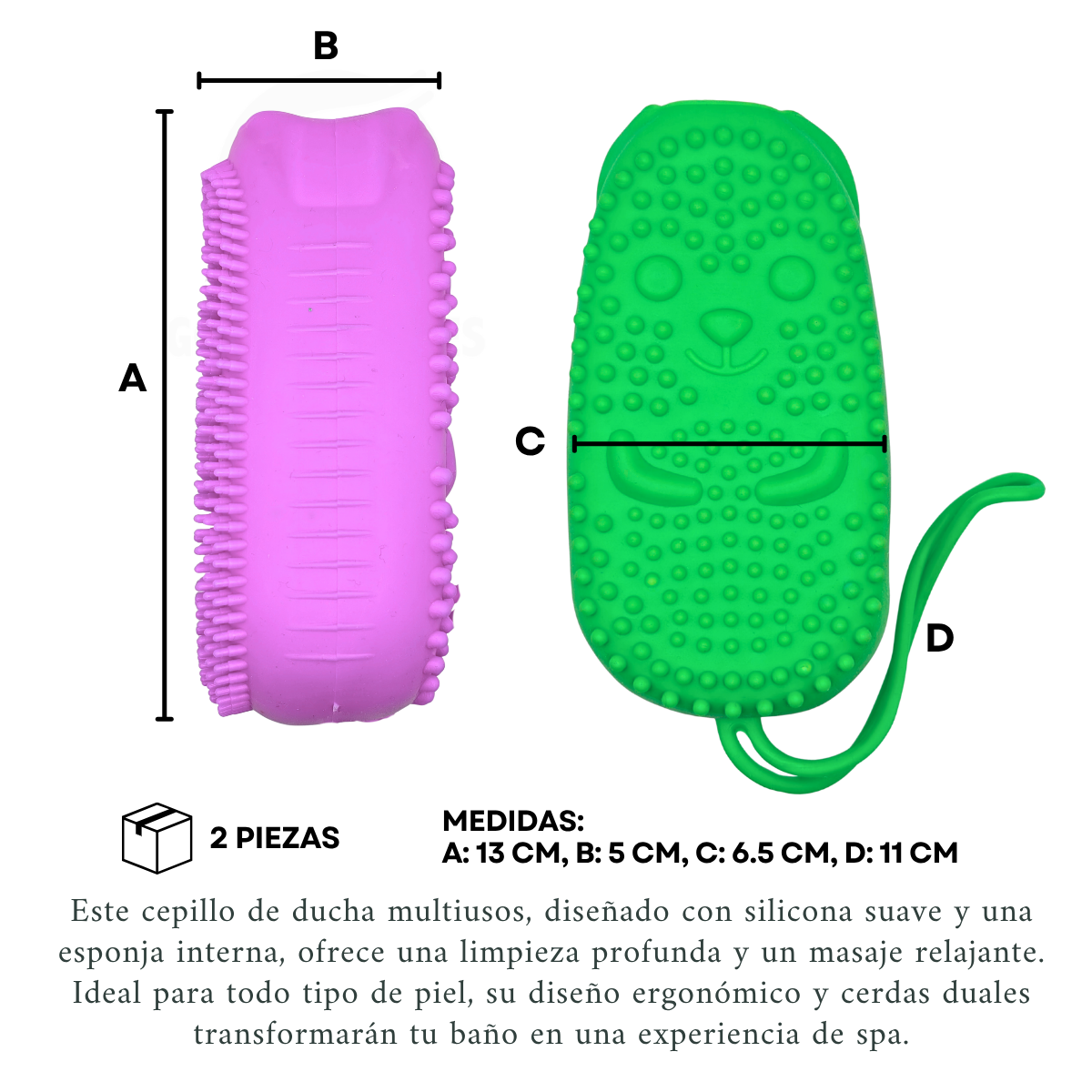 Foto 3 pulgar | 2 Esponjas De Baño Exfoliante D Ducha Cepillo Con Cuerda Spa