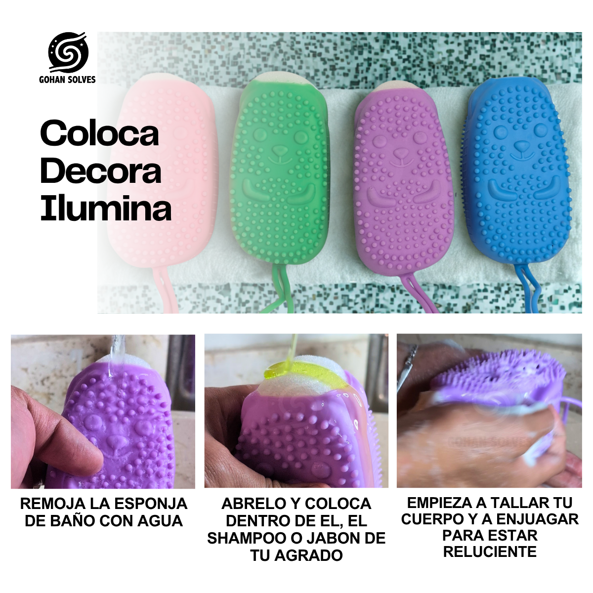 Foto 6 pulgar | 2 Esponjas De Baño Exfoliante D Ducha Cepillo Con Cuerda Spa