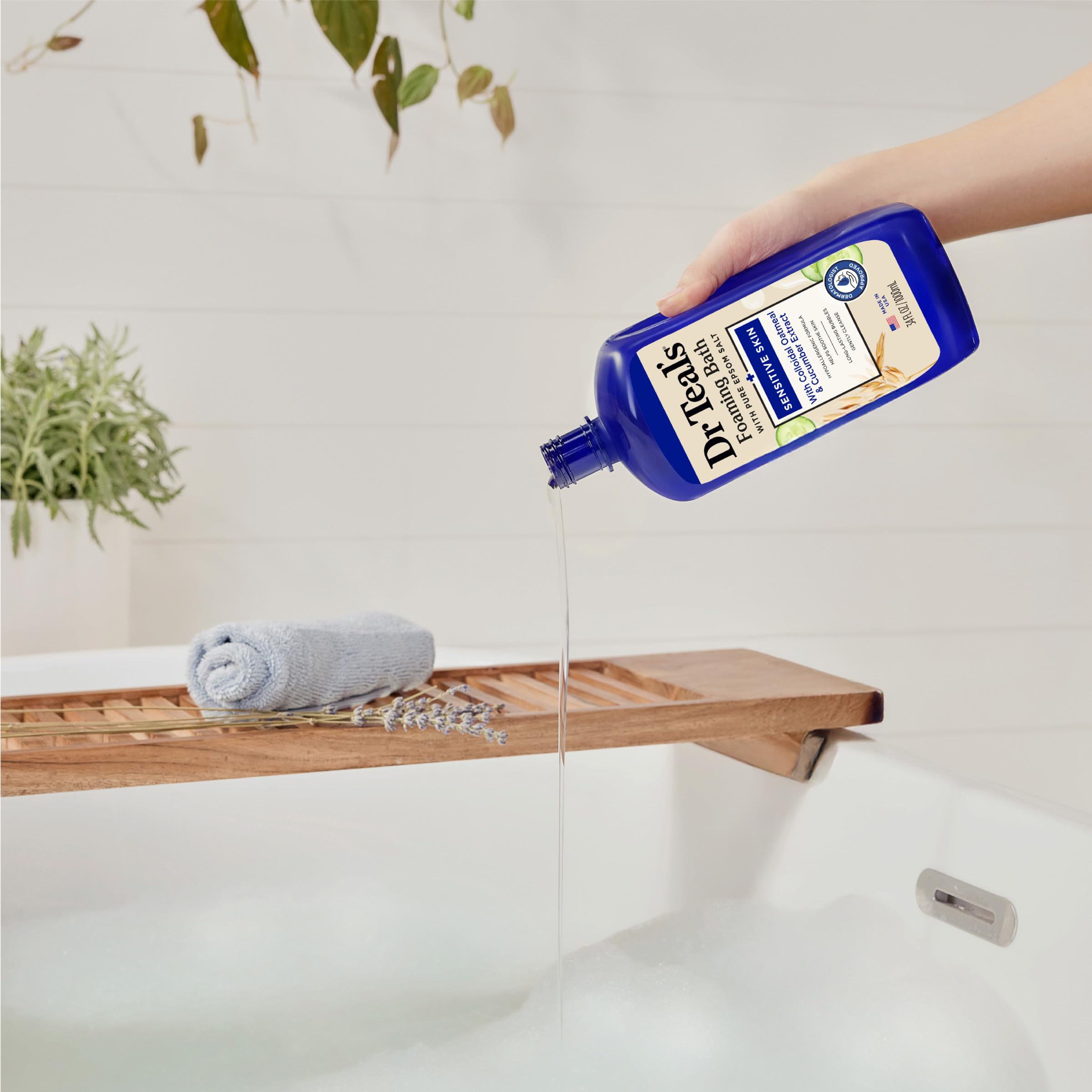 Foto 8 pulgar | Baño Espumoso Dr. Teal's Sensitive Skin Con Sal De Epsom  1 Litro (x4) - Venta Internacional.