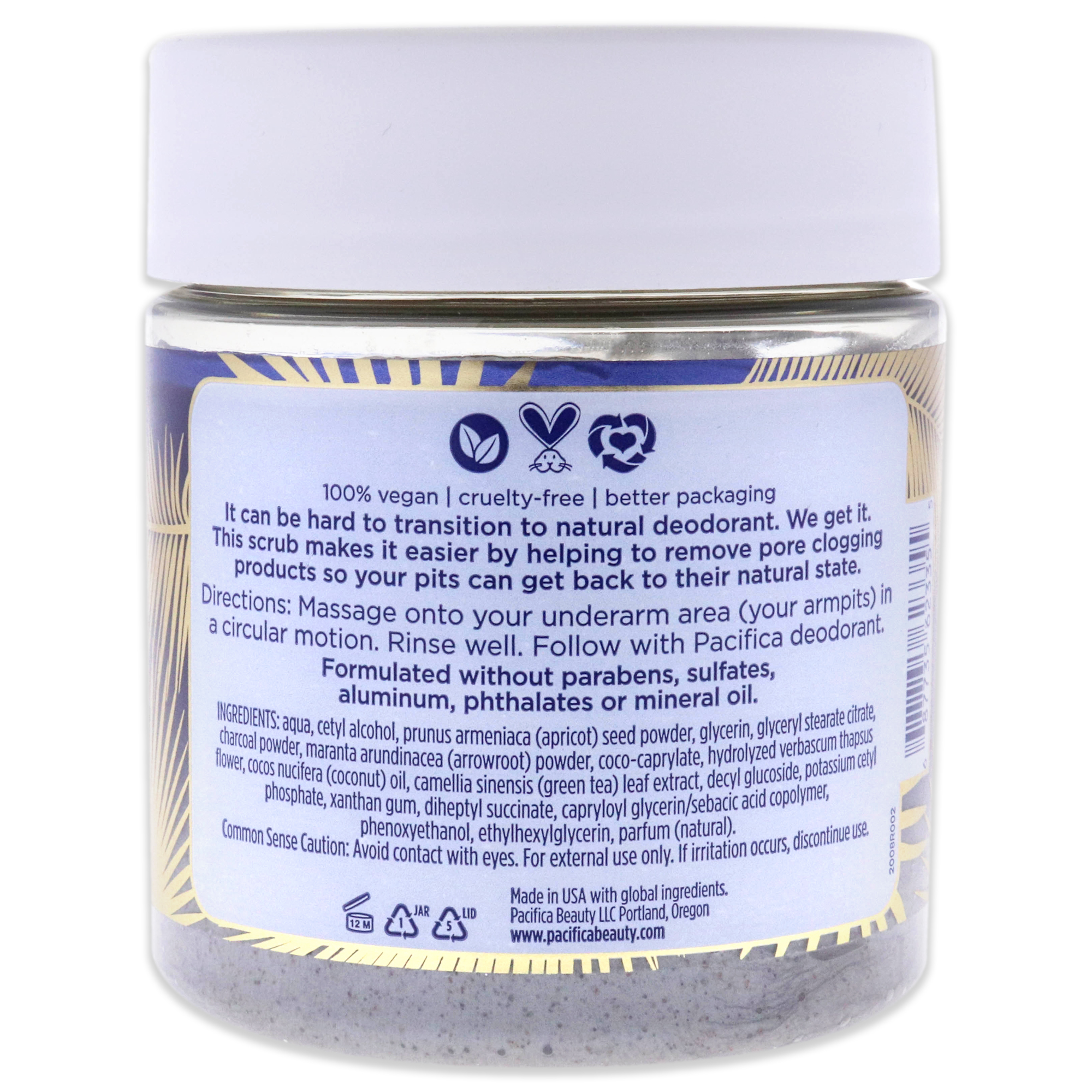 Foto 3 pulgar | Pacifica Underarm Detox Scrub - Coconut And Charcoal For Women 7 Oz Scrub