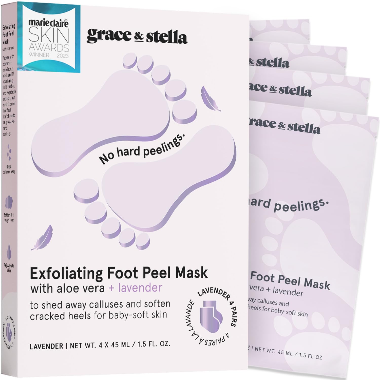 Foto 2 pulgar | Mascarilla Exfoliante Para Pies Ganadora Del Premio Grace & Stella Con Aloe Vera, 4 Pares - Venta Internacional.