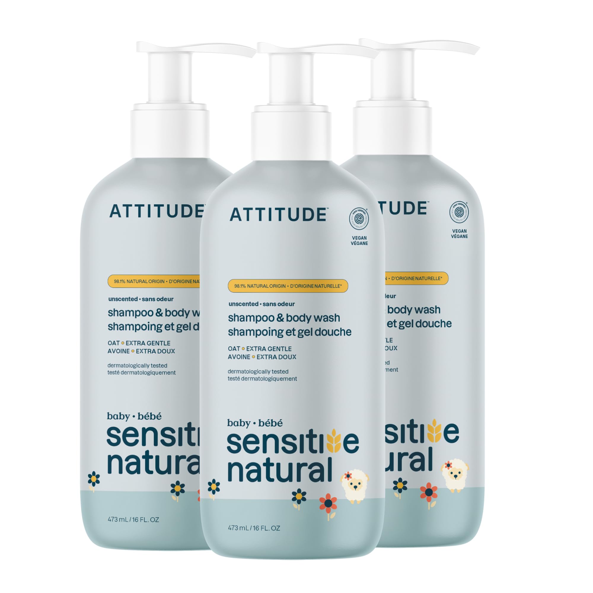 Foto 2 pulgar | Champú Y Gel De Baño Attitude 2 En 1 Para Bebés  480 Ml (paquete De 3) - Venta Internacional.