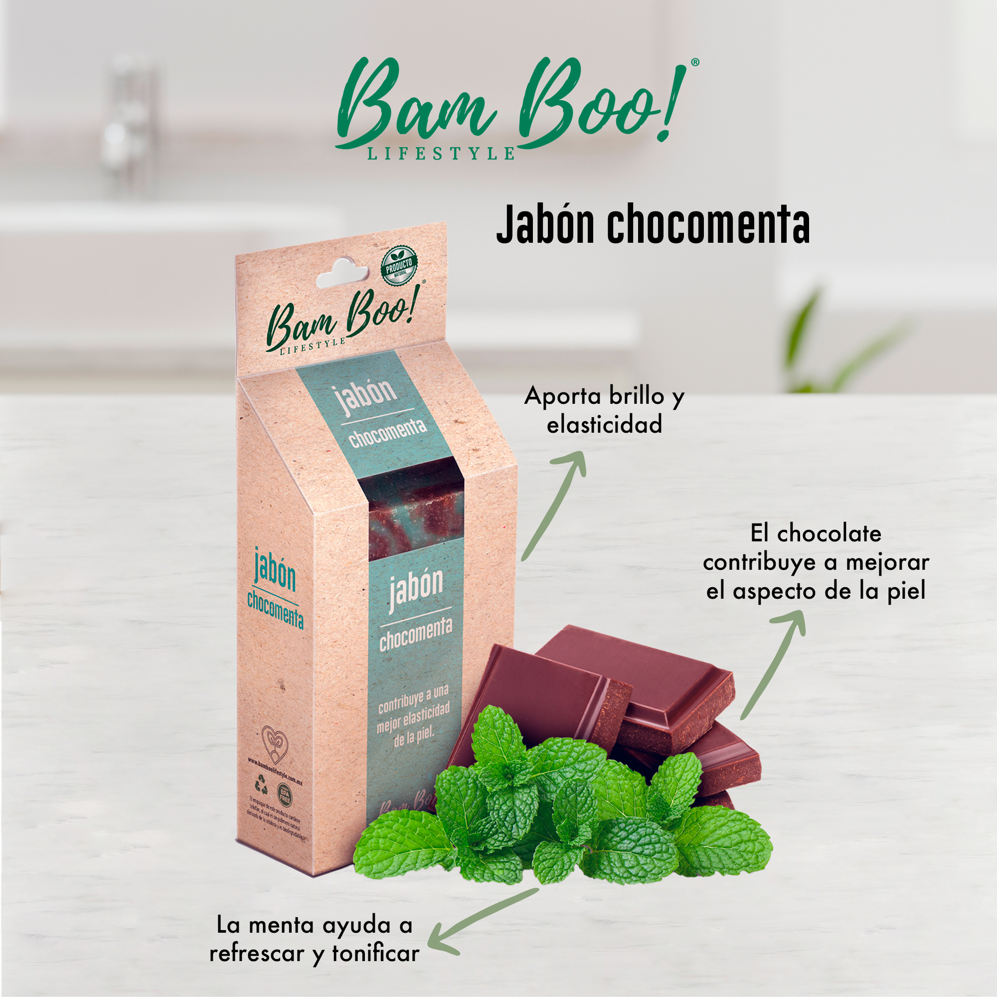 Foto 3 pulgar | Tres Jabones de Chocomenta 100 Gr Bam Boo! Lifestyle