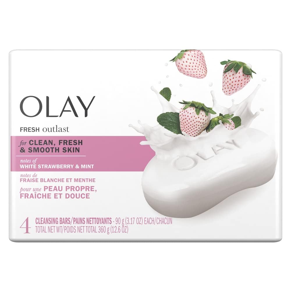 Jabón Olay Fresh Outlast paquete de 4 Unidades 94 ml con Fresa Blanca Y Menta - Venta Internacional