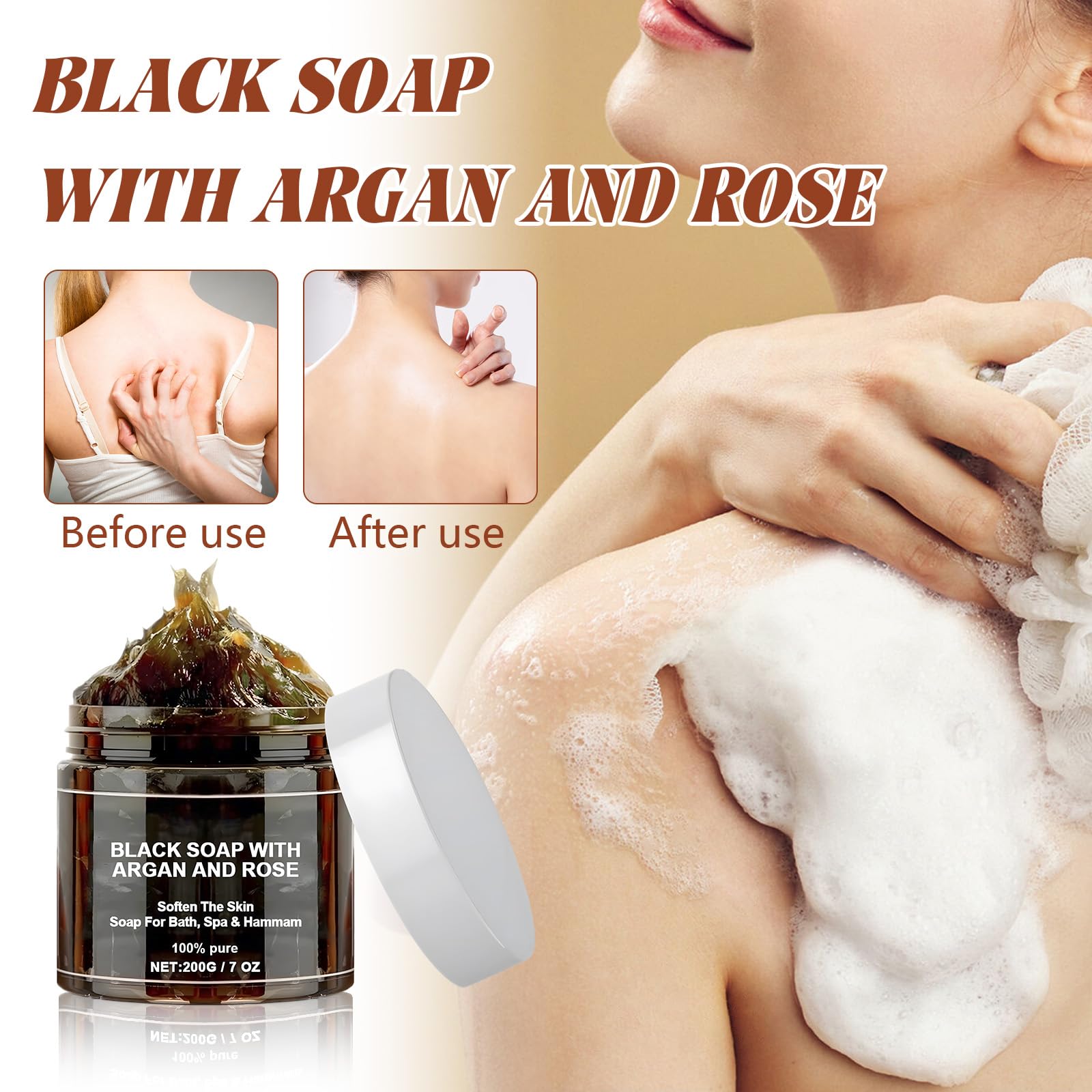 Foto 4 | Jabón Negro Zawina Morocco Con Argán Y Rosa 200 G - Venta Internacional.