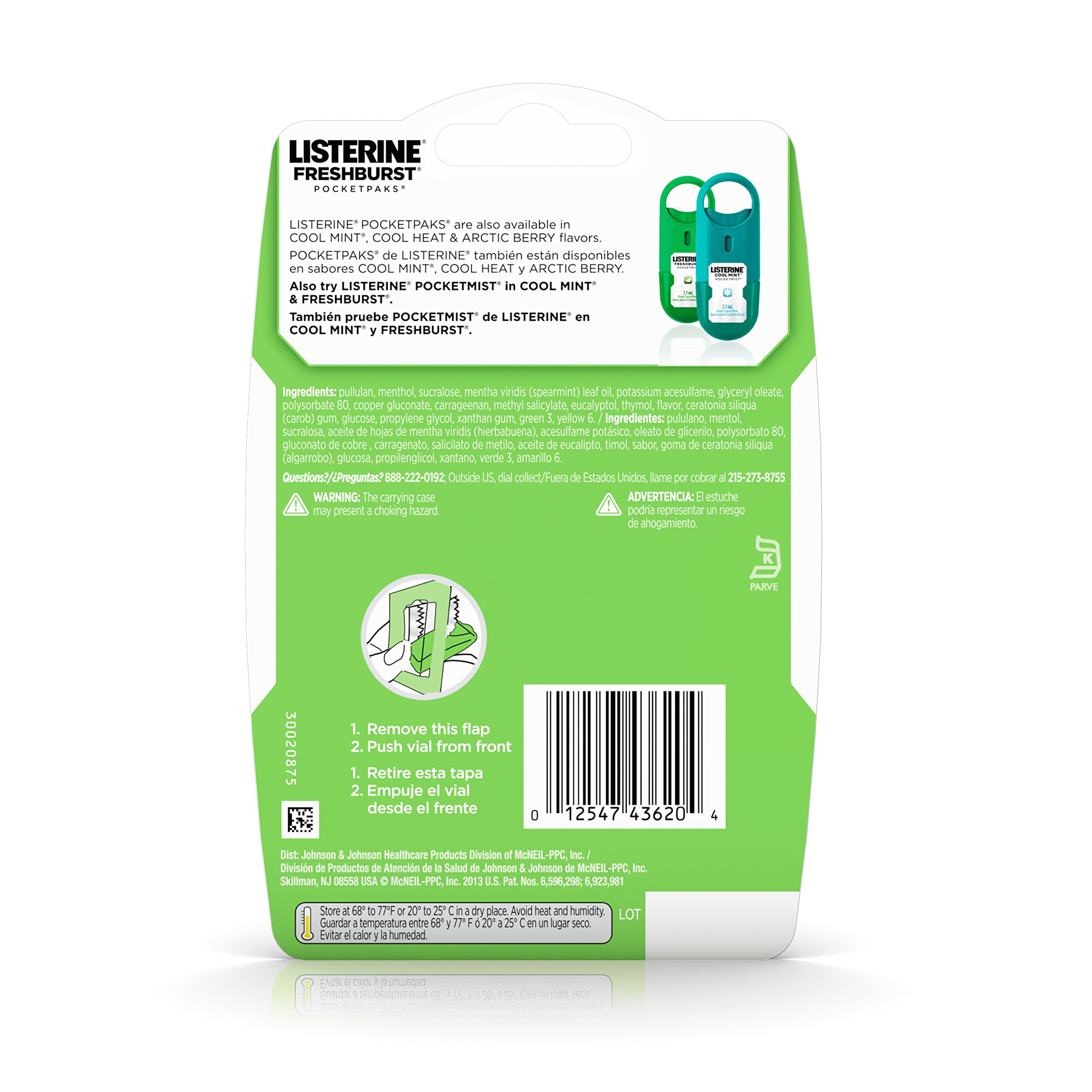 Foto 5 | Breath Strips Listerine Pocketpaks Fresh Burst, 72 Unidades, 2 Unidades - Venta Internacional.