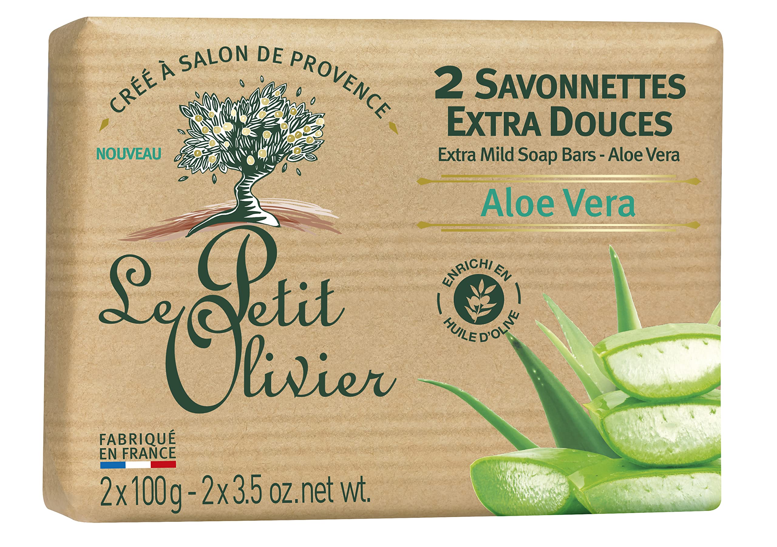 Jabón En Barra Le Petit Olivier Extra Suave Con Aloe Vera, 2 Unidades - Venta Internacional.