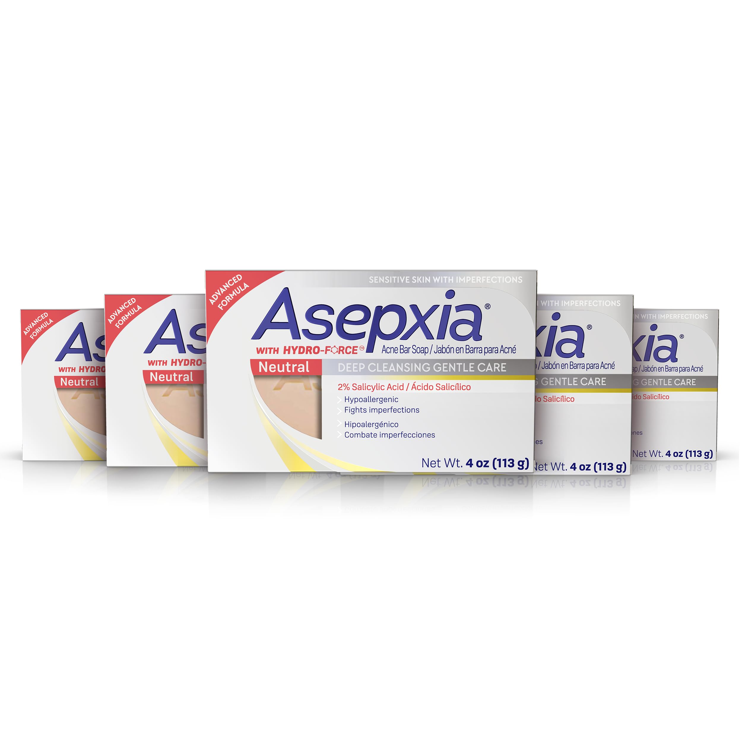 Barra Limpiadora Asepxia, Tratamiento Neutro Para El Acné, 120 Ml, Paquete De 5 - Venta Internacional.