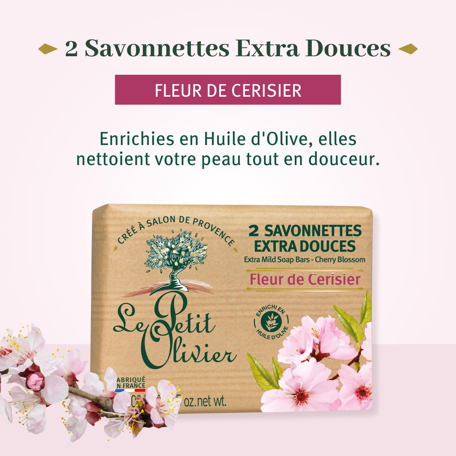 Foto 2 | Jabón Le Petit Olivier Extra Suave En Flor De Cerezo, 2 Unidades - Venta Internacional.