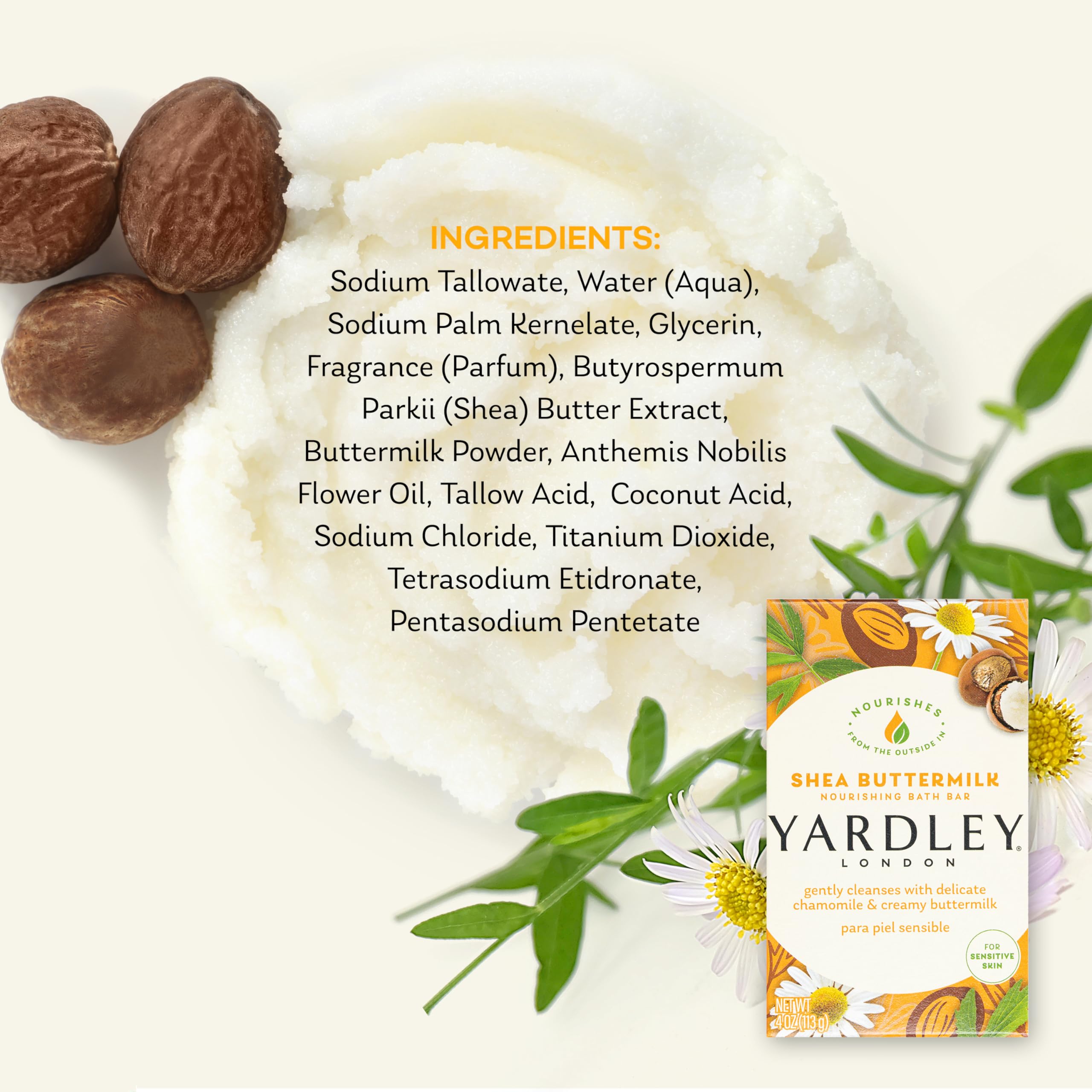 Foto 6 | Jabón De Baño En Barra Yardley London Nourishing Karité Buttermilk 120 Ml - Venta Internacional.