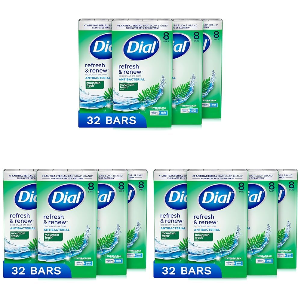 Soap Dial Antibacterial Refresh & Renew Mountain Fresh, 32 Barras, 4 Onzas (paquete De 3) - Venta Internacional.