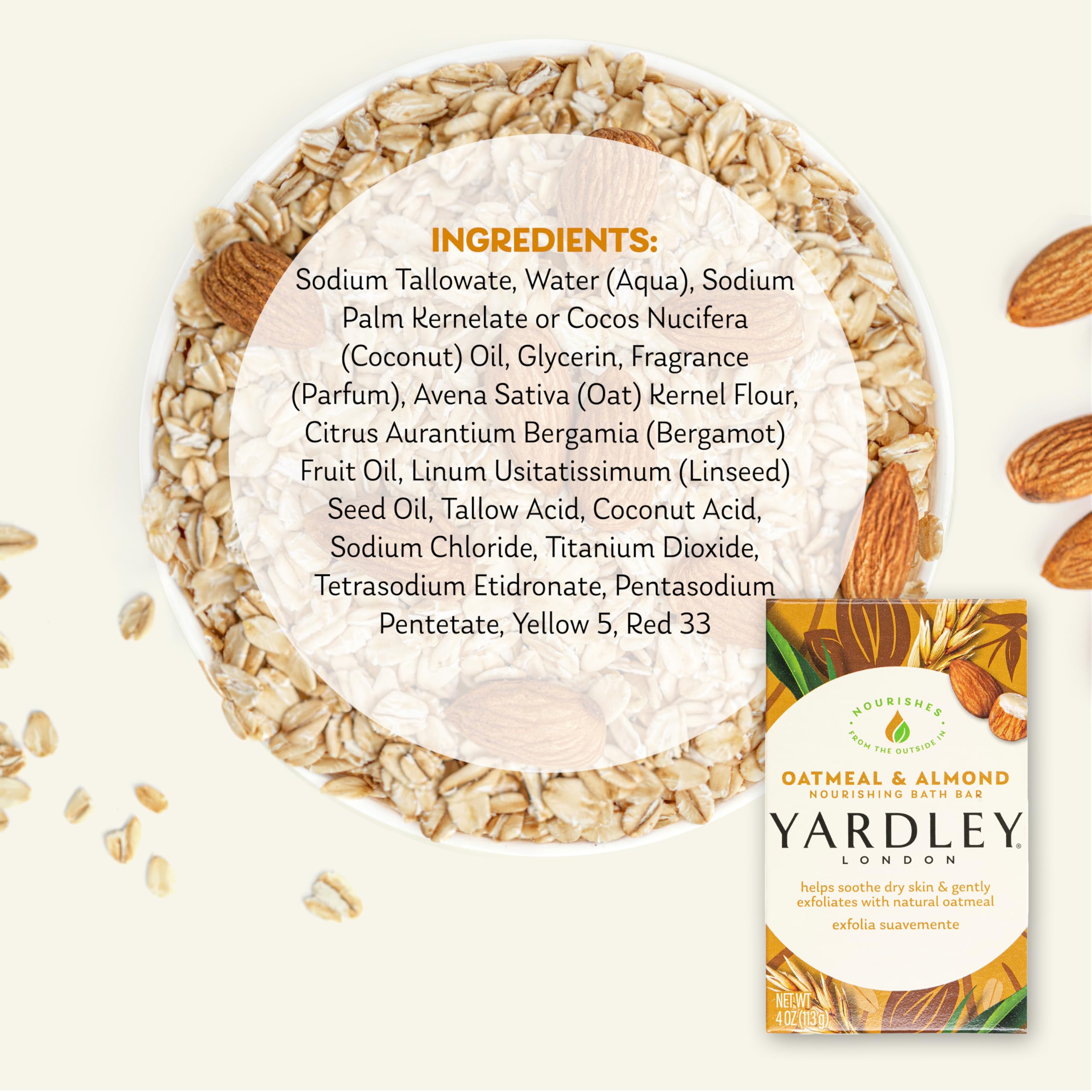 Foto 5 | Jabón En Barra Yardley London, Nutritivo, Avena Y Almendras, 120 Ml - Venta Internacional.