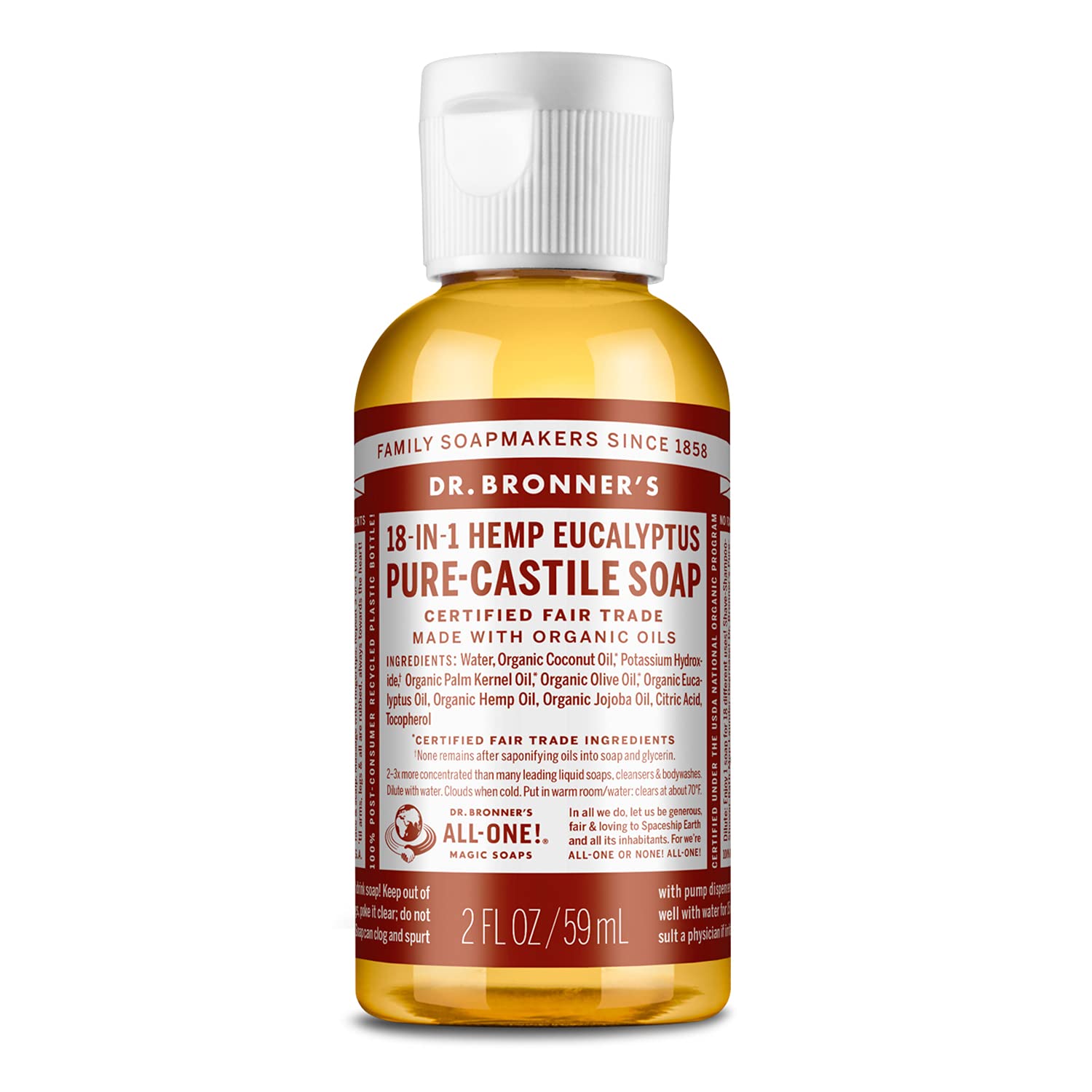 Jabón Líquido Dr. Bronner's Pure-castile Eucalyptus 60 Ml 18 En 1 - Venta Internacional.