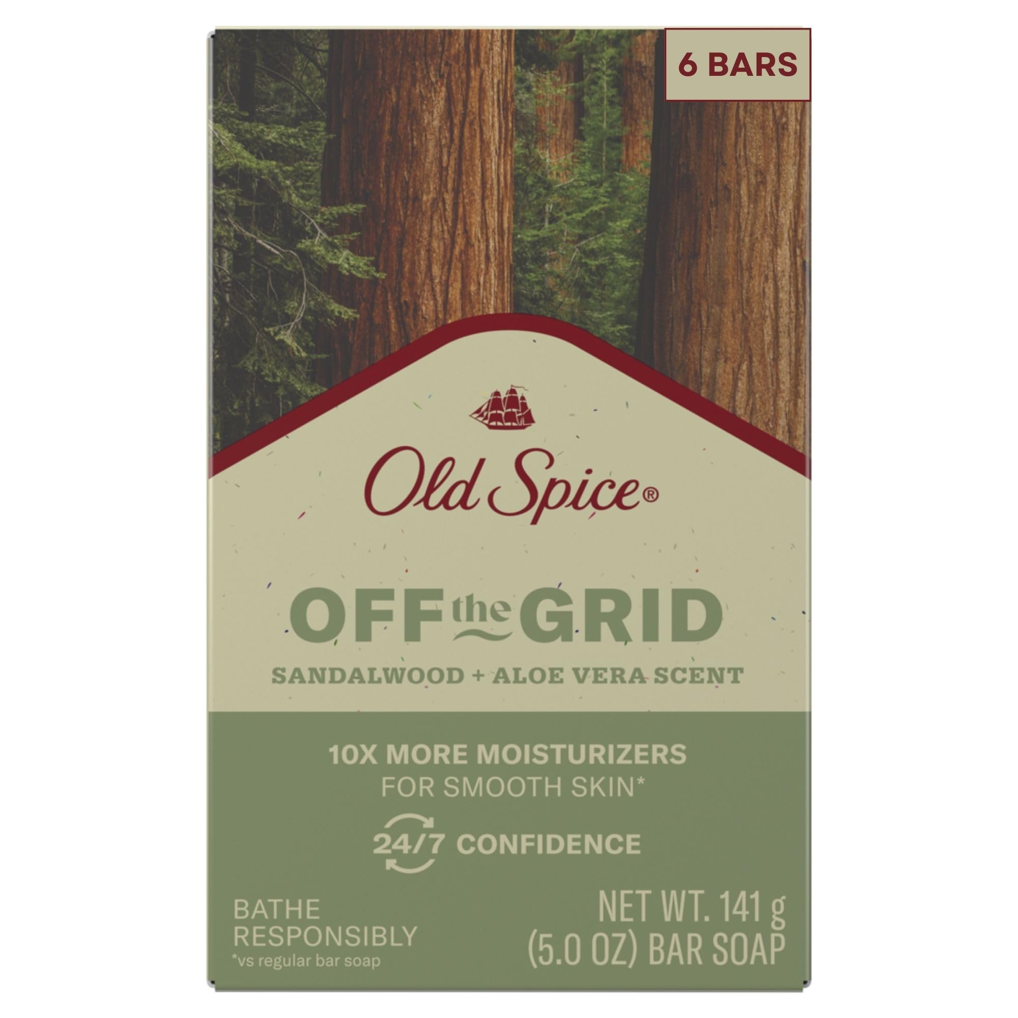 Foto 2 pulgar | Jabón En Barra Old Spice Off The Grid Sandalwood + Aloe 150 Ml X 6 - Venta Internacional.