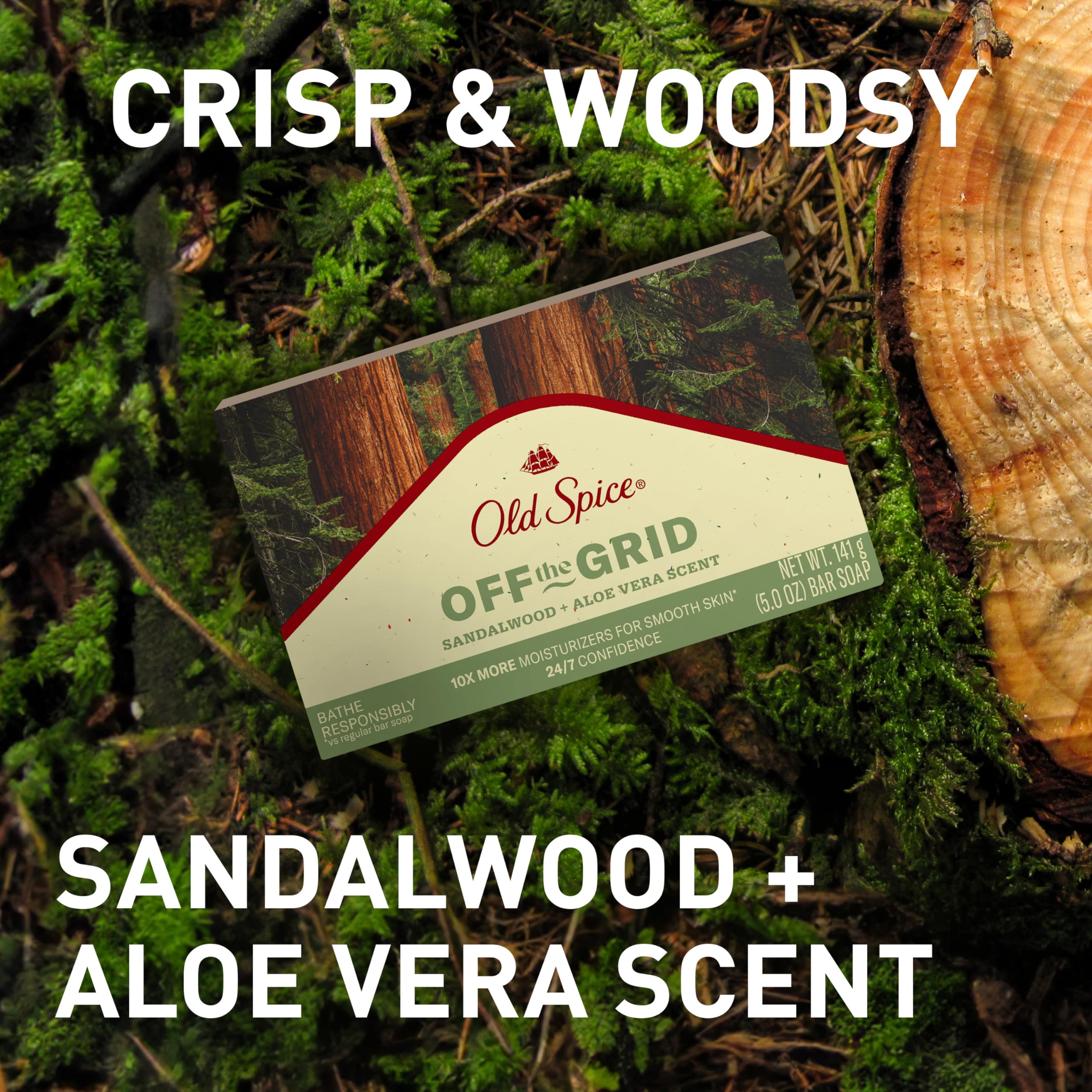 Foto 7 pulgar | Jabón En Barra Old Spice Off The Grid Sandalwood + Aloe 150 Ml X 6 - Venta Internacional.