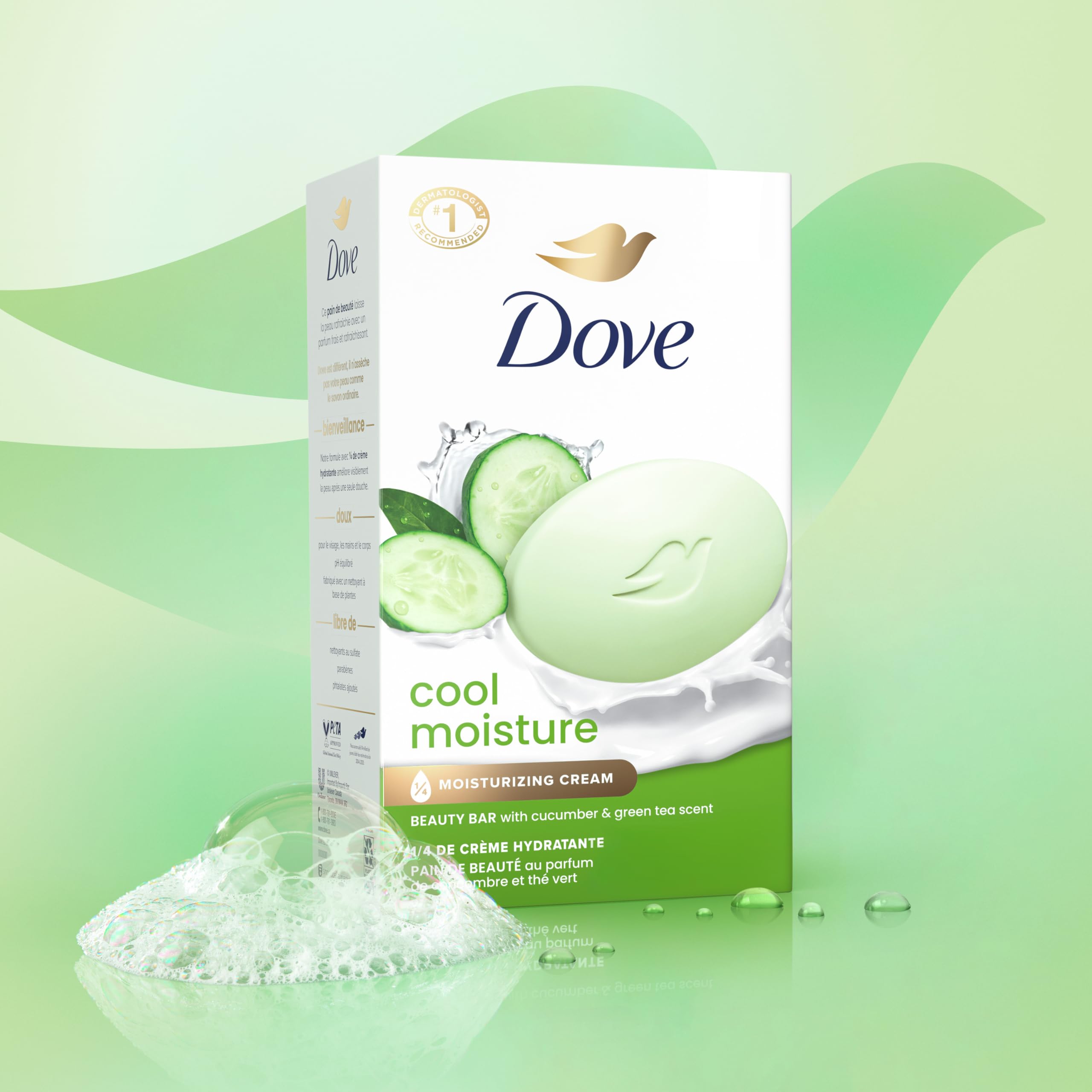 Foto 7 pulgar | Jabón Dove Beauty Bar Cool Moisture Con Pepino Y Té Verde, 110 G - Venta Internacional.