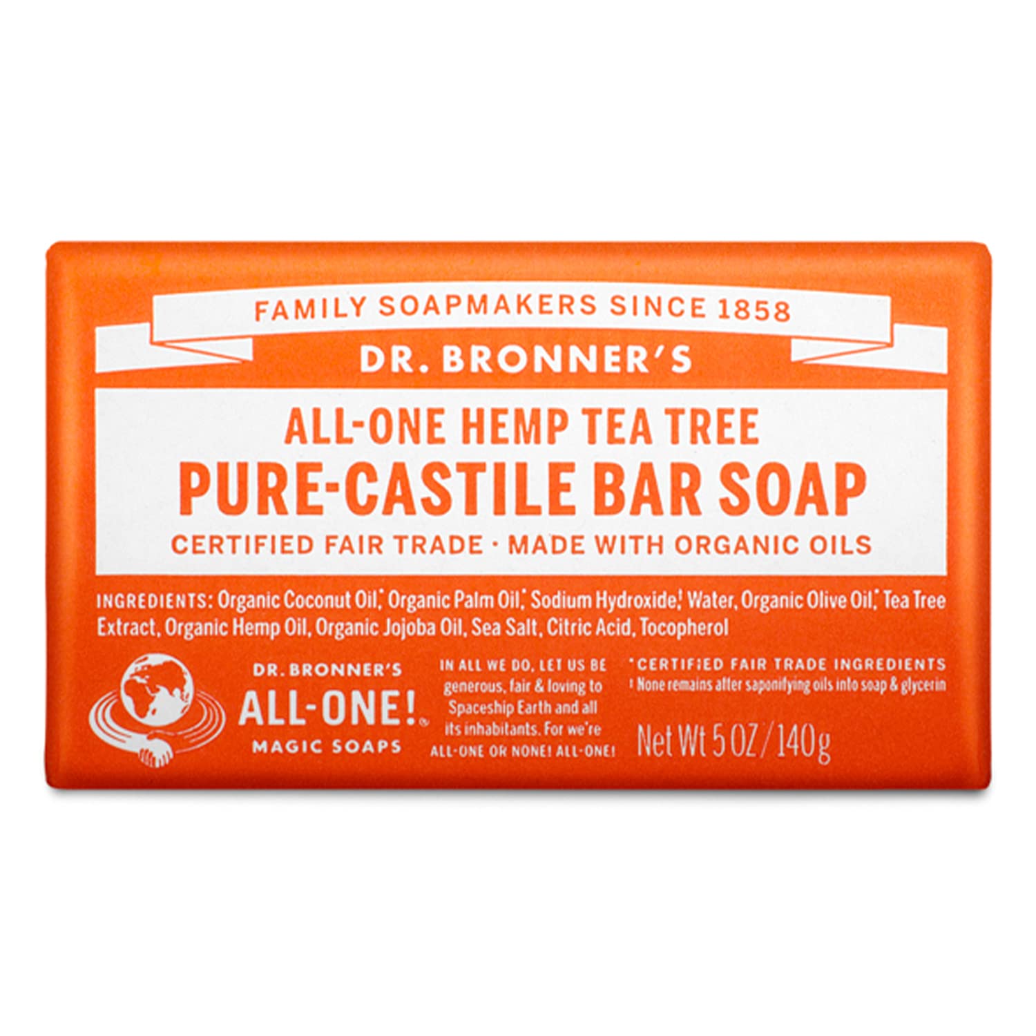 Jabón En Barra Dr. Bronner's Pure-castile Tea Tree 150 Ml - Venta Internacional.