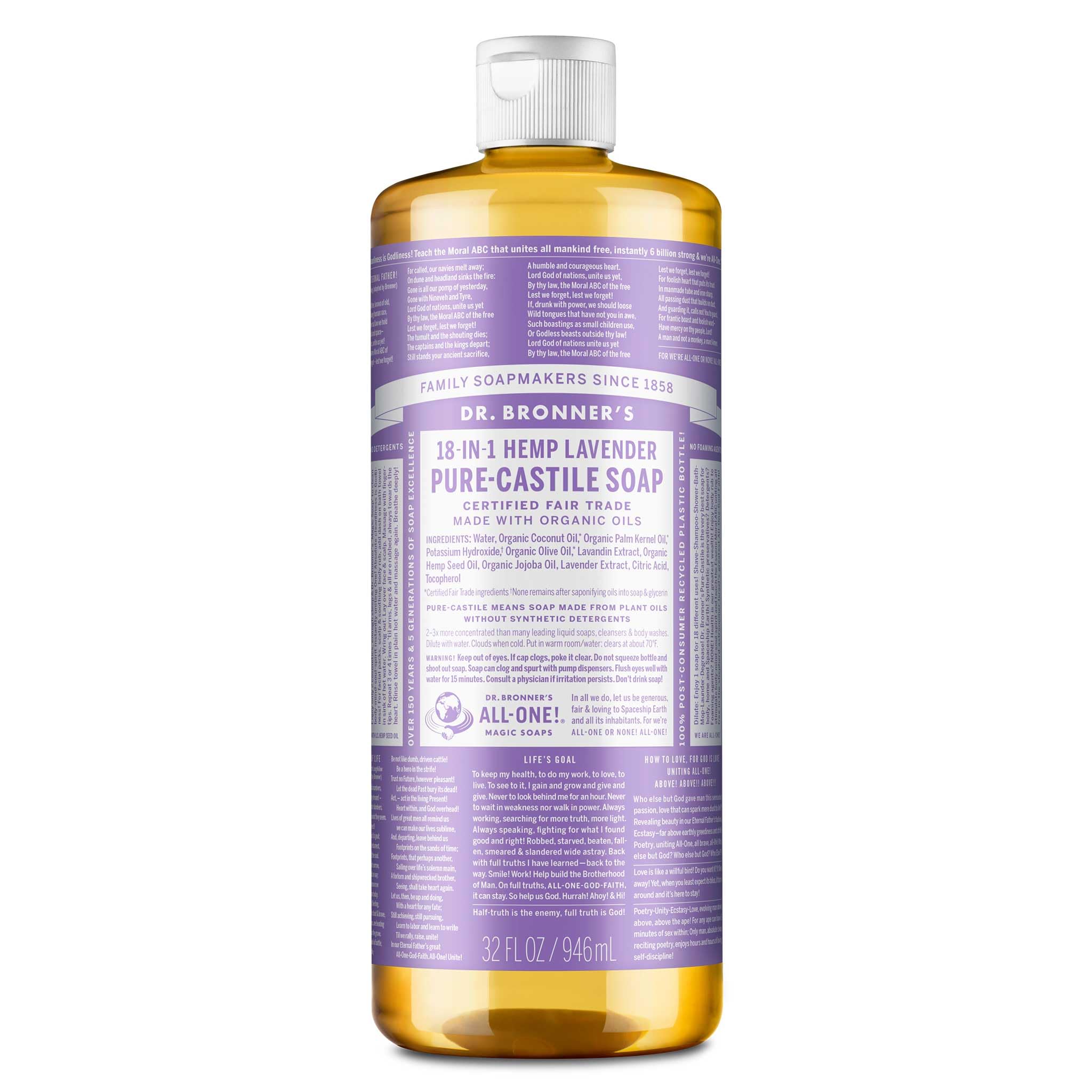 Jabón Líquido Dr. Bronner's Pure Castile Lavender 946ml - Venta Internacional.