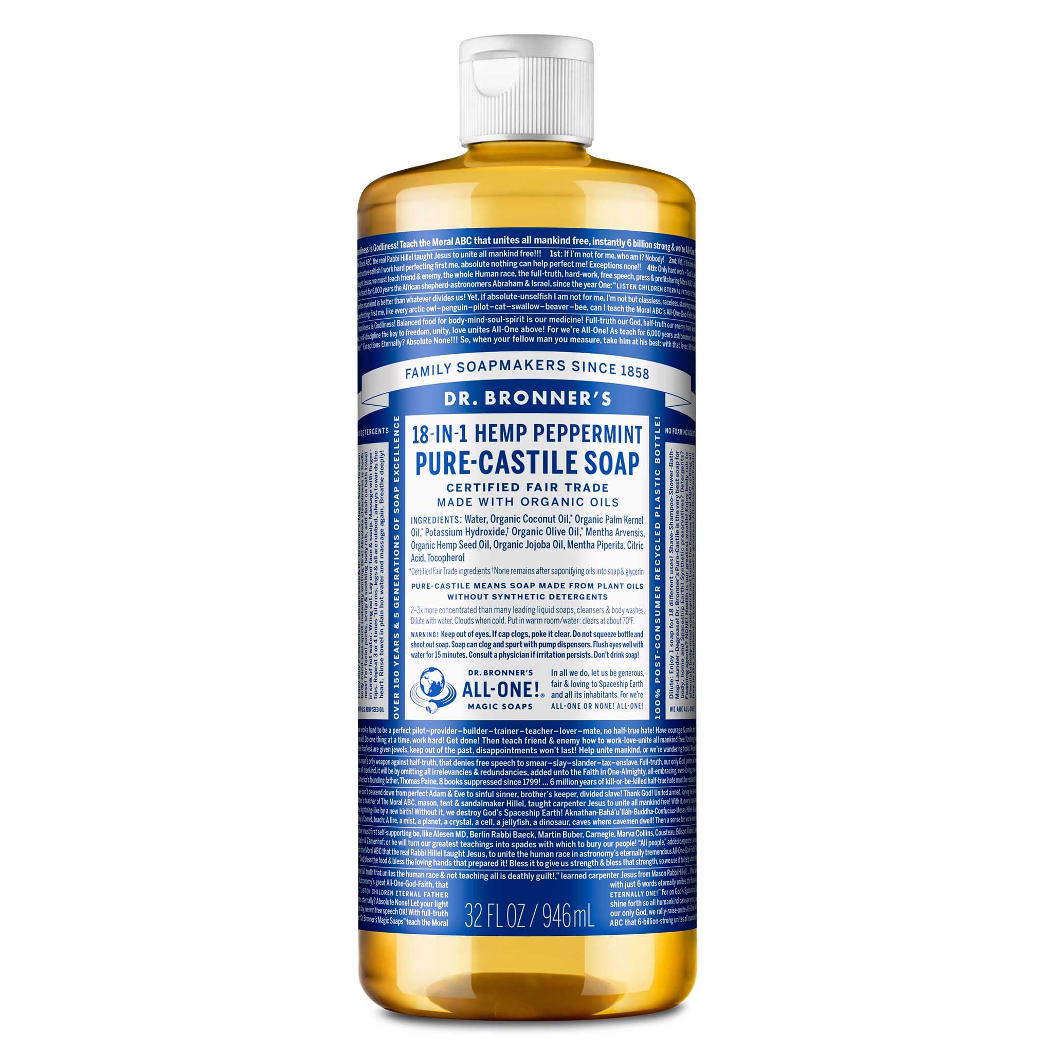 Jabón Líquido Dr. Bronner's Pure-castile Peppermint 946ml - Venta Internacional.