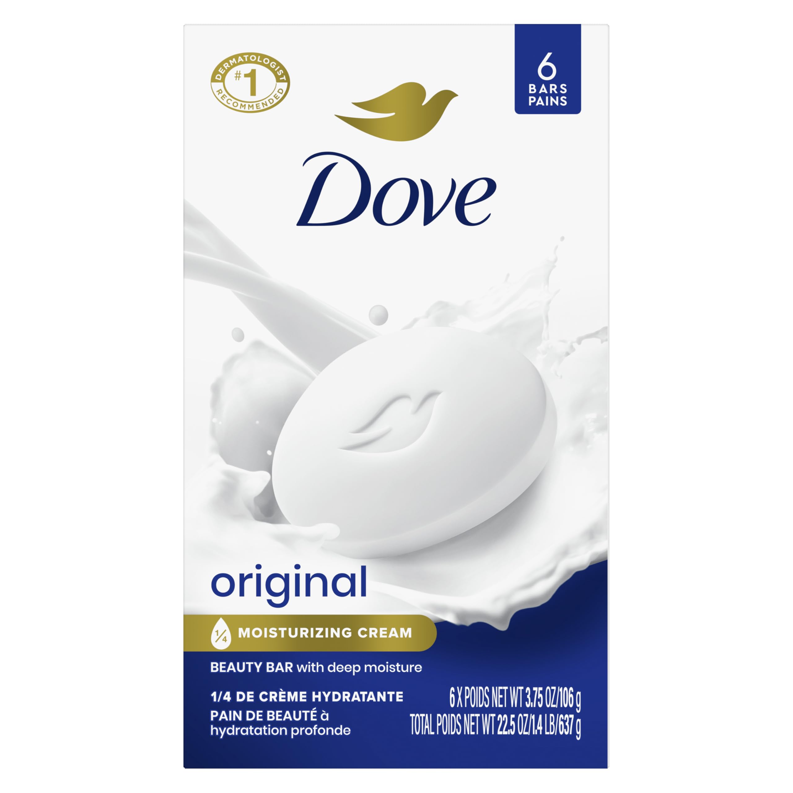 Barra De Jabón Dove Beauty Original, 6 X 100 G Con 100 Ml De Humectante - Venta Internacional.