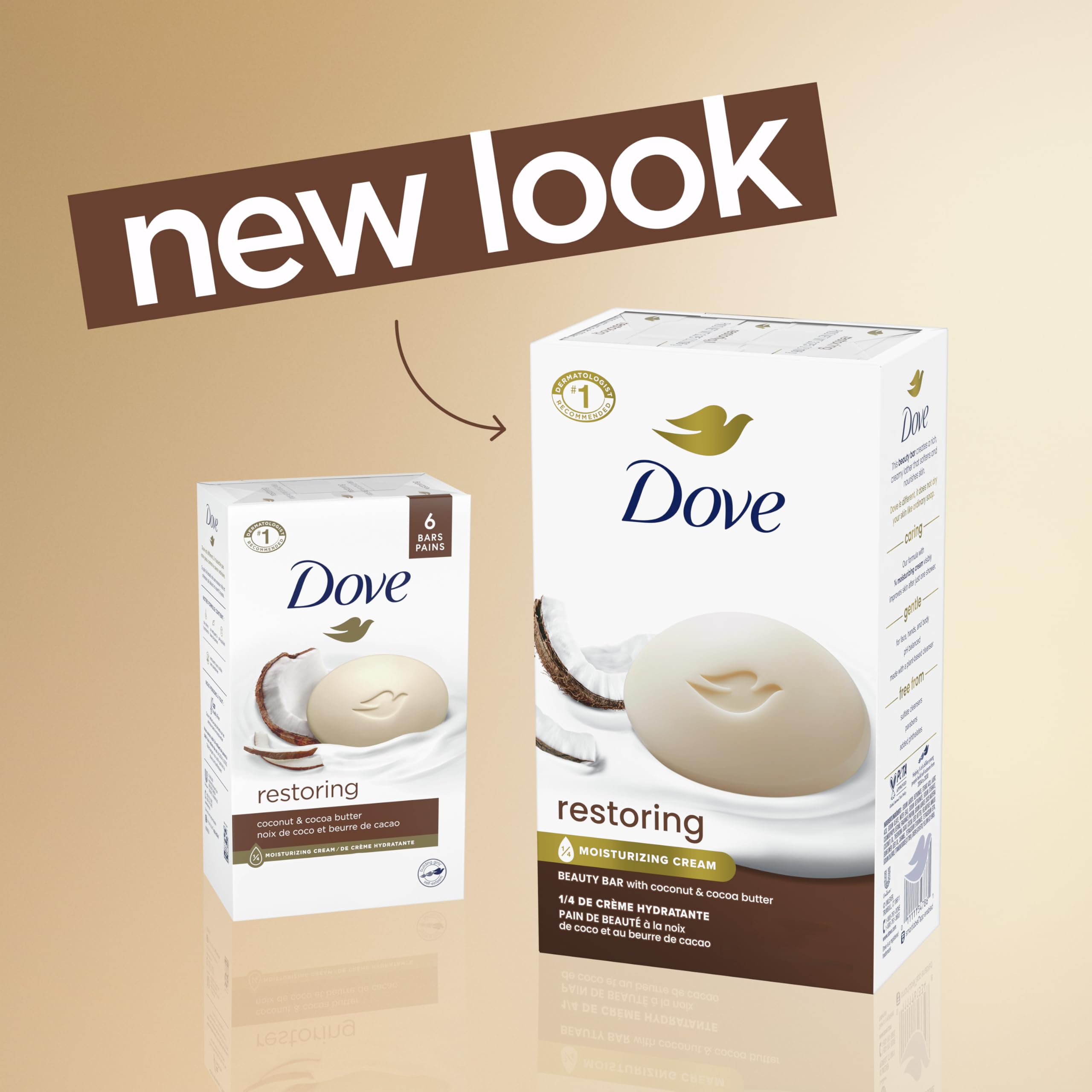 Foto 2 | Barra De Belleza Soap Dove Beauty Bar Restauradora Con Manteca De Coco Y Cacao, 110 G, 6 Unidades - Venta Internacional.