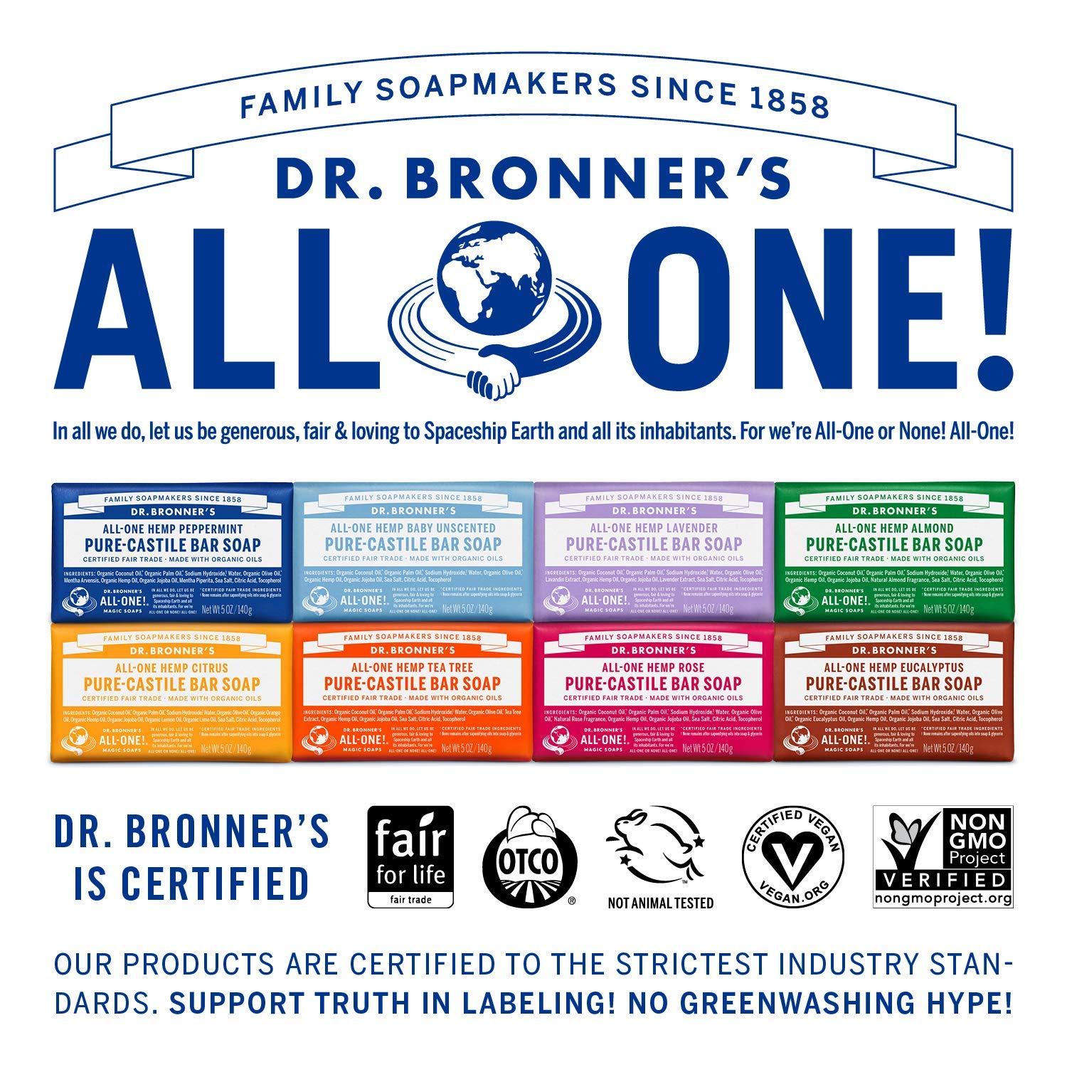 Foto 6 | Jabón En Barra Dr. Bronner's Pure-castile, Paquete De 8 Aceites Orgánicos De 140 G - Venta Internacional.