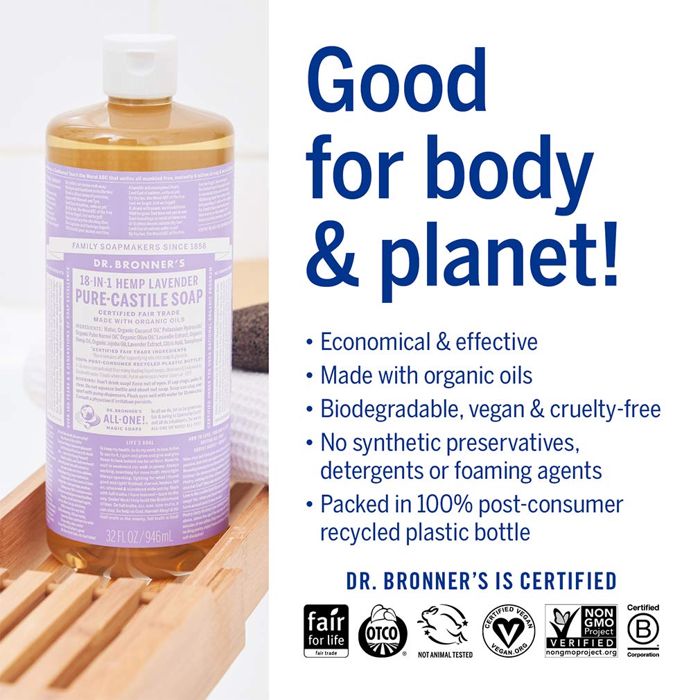 Foto 4 pulgar | Jabón Líquido Dr. Bronner's Pure-castile Lavender 946 ml Paquete de 2 - Venta Internacional
