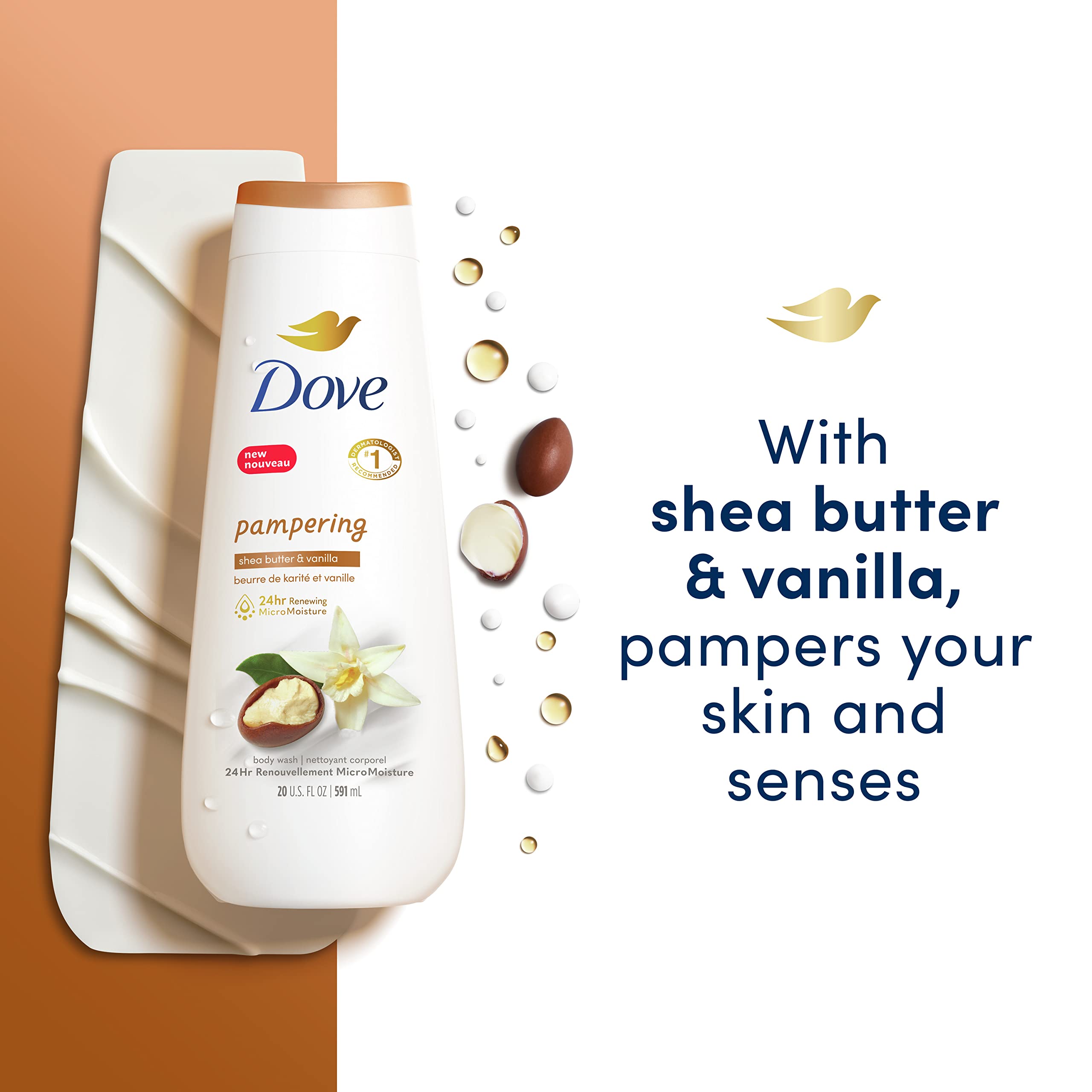 Foto 4 pulgar | Gel de Baño Dove Pampering con Manteca de Karité y Vainilla 600 Ml X 4 - Venta Internacional
