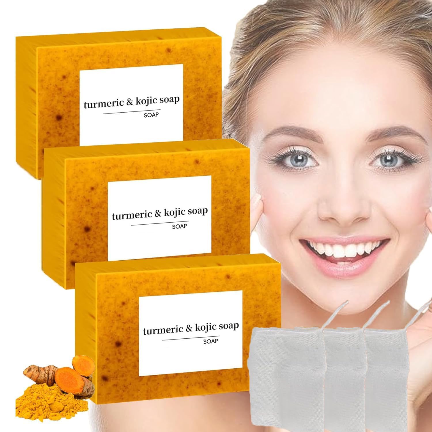 Jabón Kójic De Limón Y Cúrcuma Con Mosquiteros Honey Glow X3 - Venta Internacional.