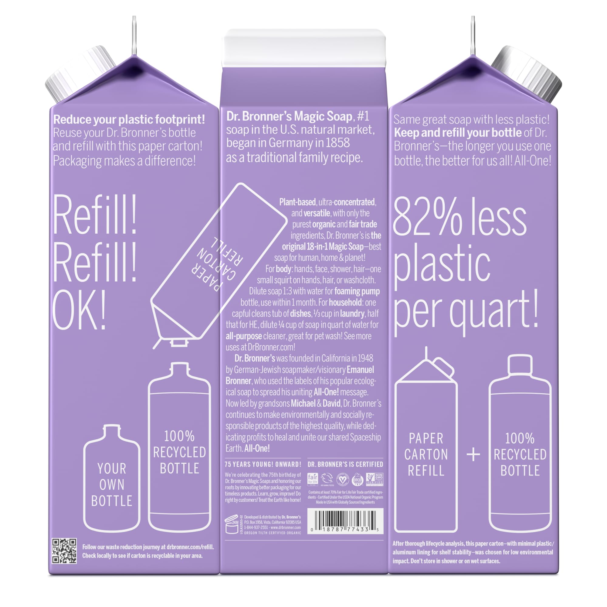 Foto 3 pulgar | Recambio De Jabón Líquido Dr. Bronner's Pure-castile Lavender 960 Ml - Venta Internacional.