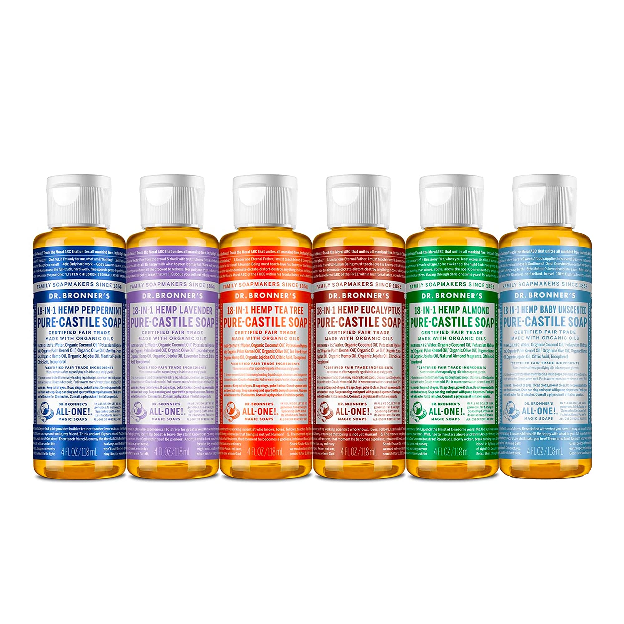 Jabón Líquido Dr. Bronner's Pure-castile De 118 Ml, Paquete Variado - Venta Internacional.